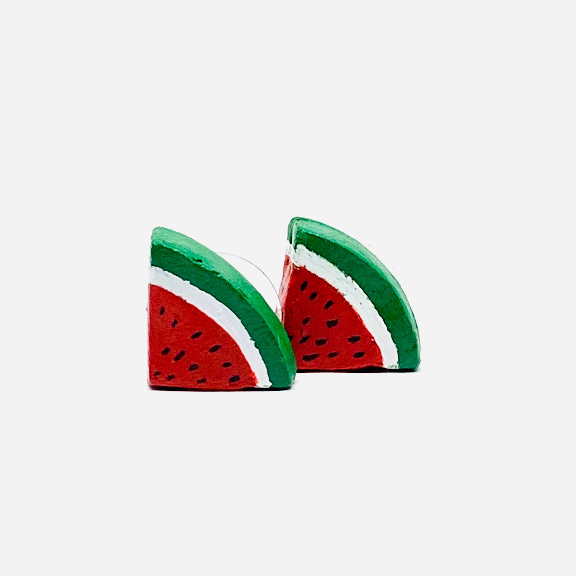 Watermelon Fruit Earrings Clay Jewelry Mexico Colors Summer Fashion Girls Women Studs Wearable ArtToWear Gift Aretes Sandia Mujer Claywelry