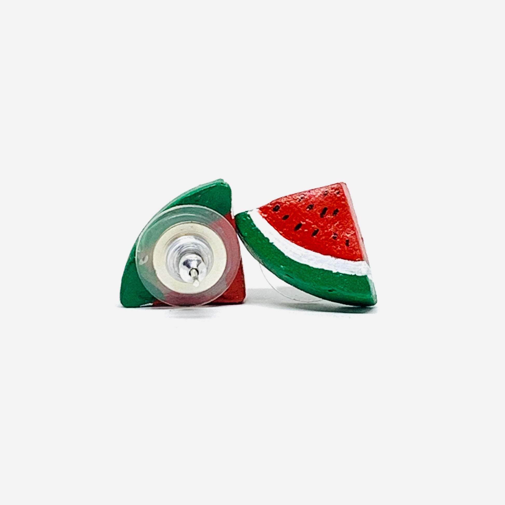 Watermelon Fruit Earrings Clay Jewelry Mexico Colors Summer Fashion Girls Women Studs Wearable ArtToWear Gift Aretes Sandia Mujer Claywelry