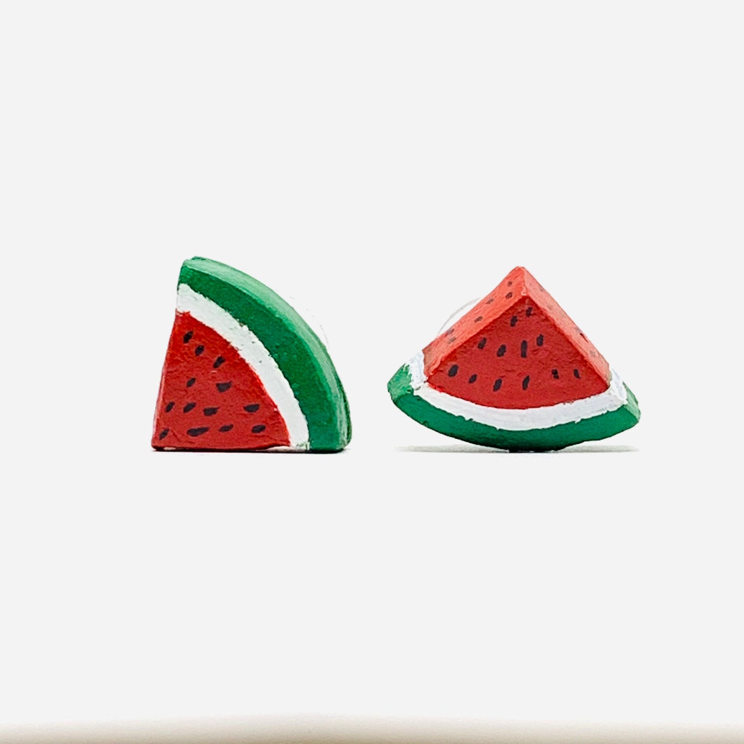 Watermelon Fruit Earrings Clay Jewelry Mexico Colors Summer Fashion Girls Women Studs Wearable ArtToWear Gift Aretes Sandia Mujer Claywelry
