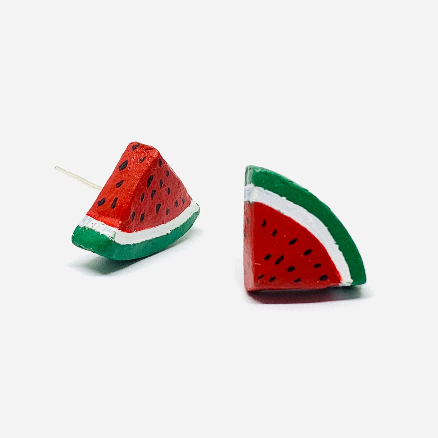 Watermelon Fruit Earrings Clay Jewelry Mexico Colors Summer Fashion Girls Women Studs Wearable ArtToWear Gift Aretes Sandia Mujer Claywelry