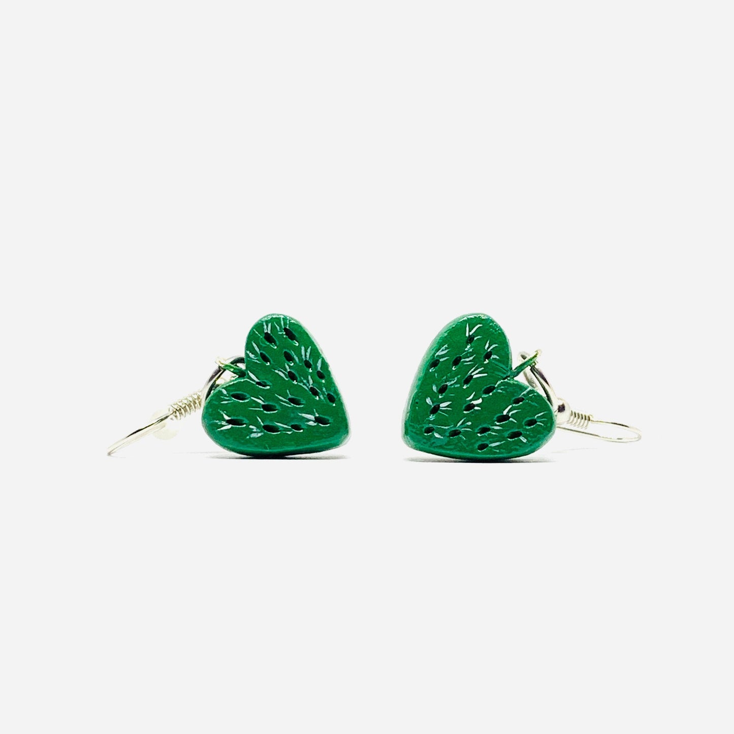 Charming Cactus Heart Clay Earrings Mexico MexiChic Girl Women Fashion Summer Jewelry WearableArt Aretes Gift Corazon Nopal Mujer Claywelry
