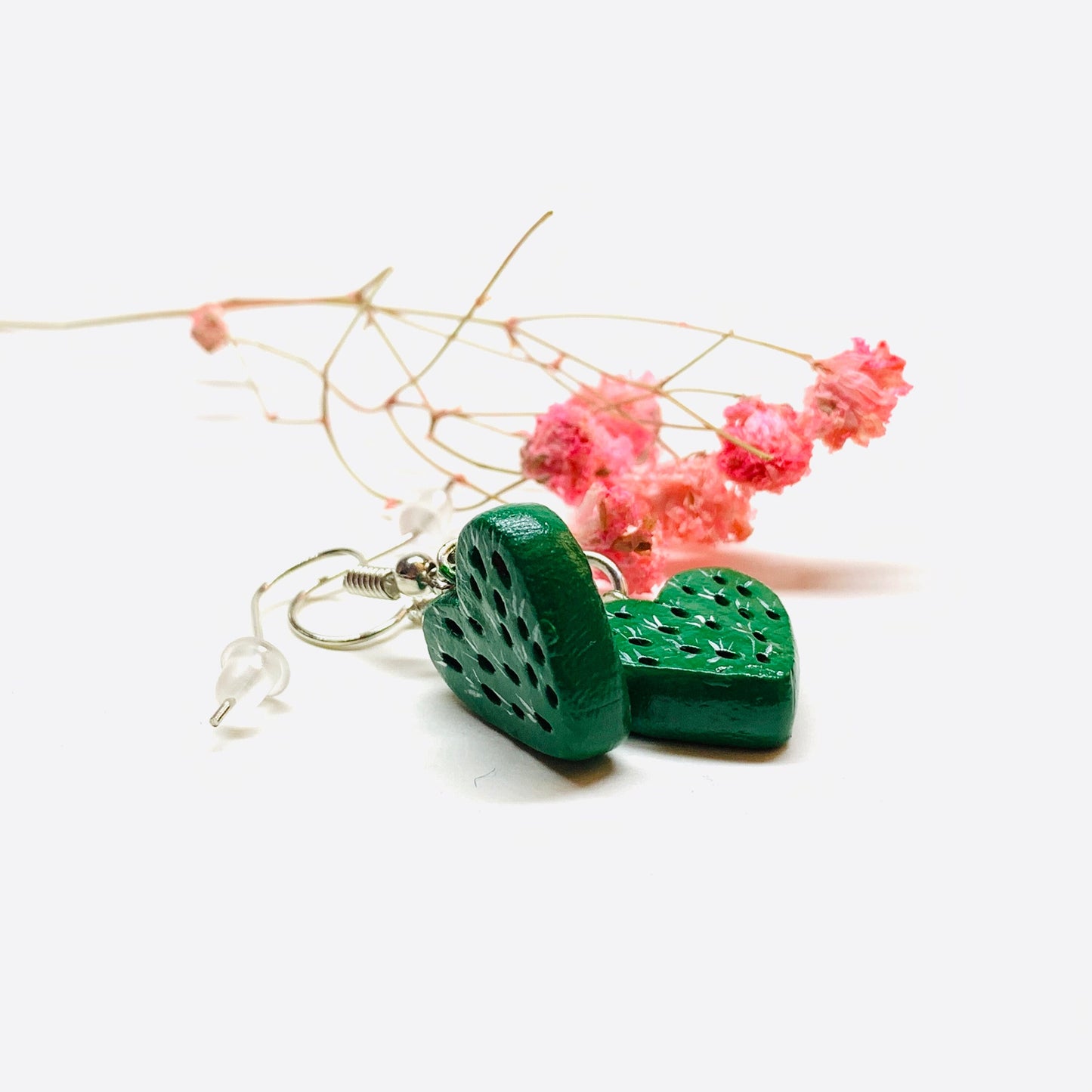 Charming Cactus Heart Clay Earrings Mexico MexiChic Girl Women Fashion Summer Jewelry WearableArt Aretes Gift Corazon Nopal Mujer Claywelry