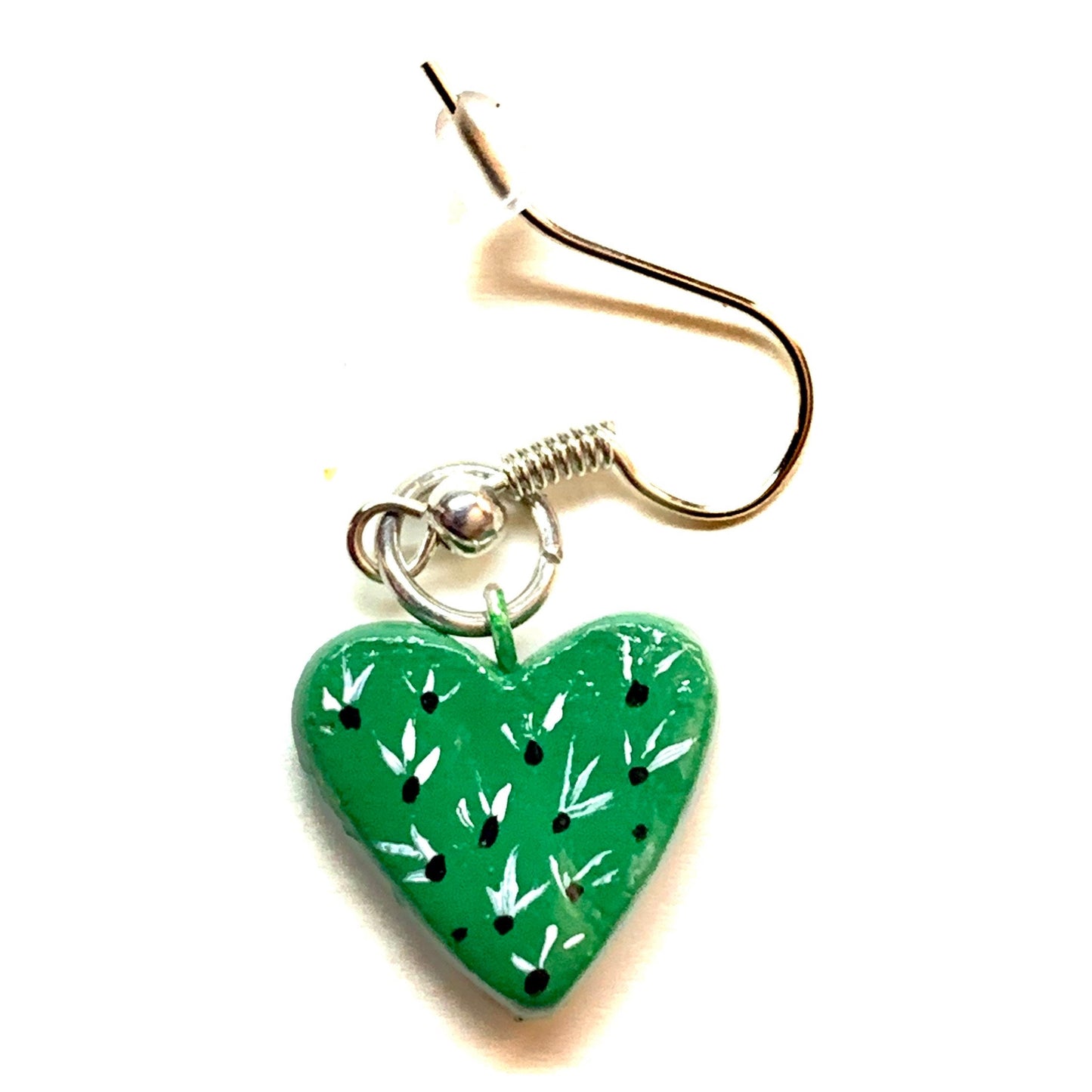 Cactus Heart Clay Earrings Hearty Nopales Jewelry Mexico Folk Art Wearable Art Casual Fashion Girls Women Gift Claywelry Aretes Nopal Mujer