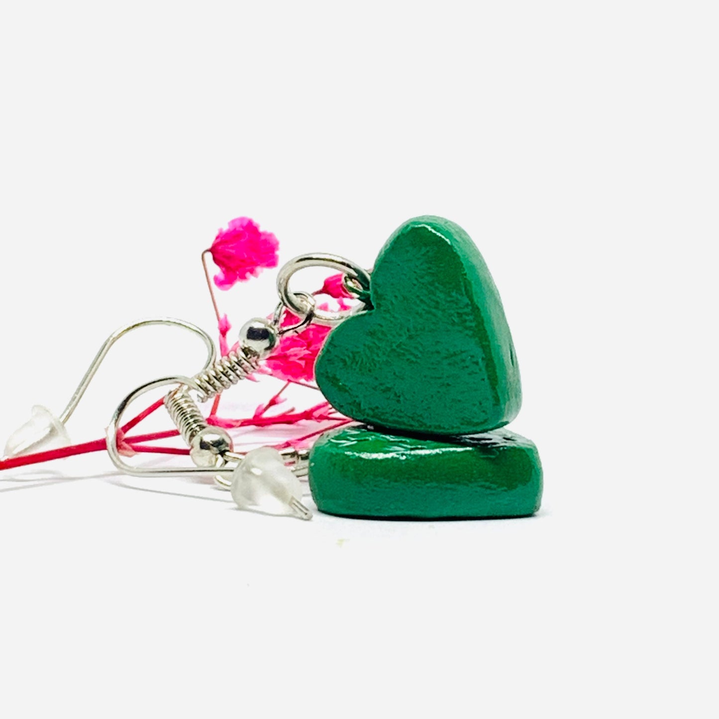 Cactus Heart Clay Earrings Hearty Nopales Jewelry Mexico Folk Art Wearable Art Casual Fashion Girls Women Gift Claywelry Aretes Nopal Mujer