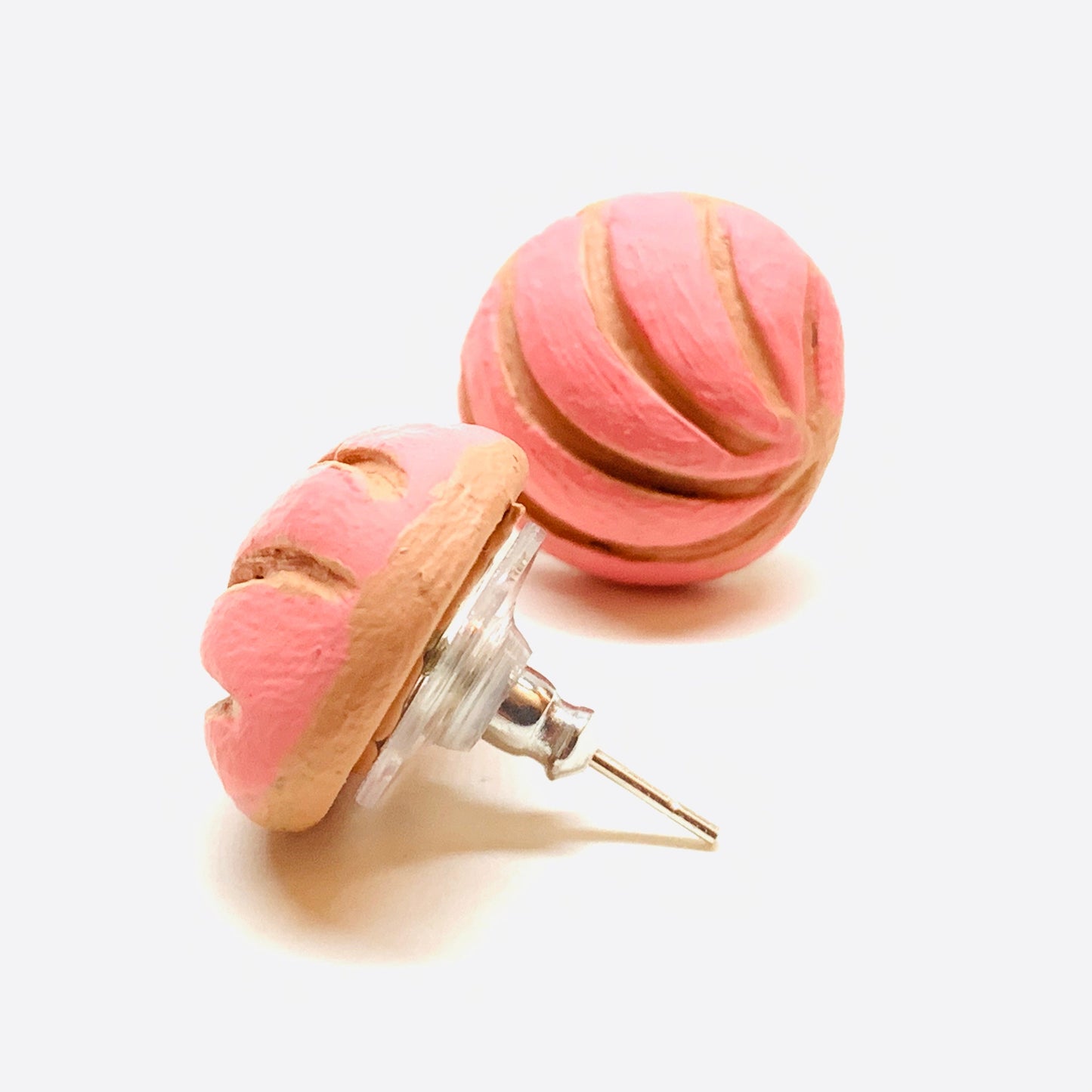 Strawberry Concha Stud Clay Earrings Mexican Pink Conchitas Sweet Bread Food Jewelry Claywelry Pan Dulce Summer Fashion Girls & Women Aretes