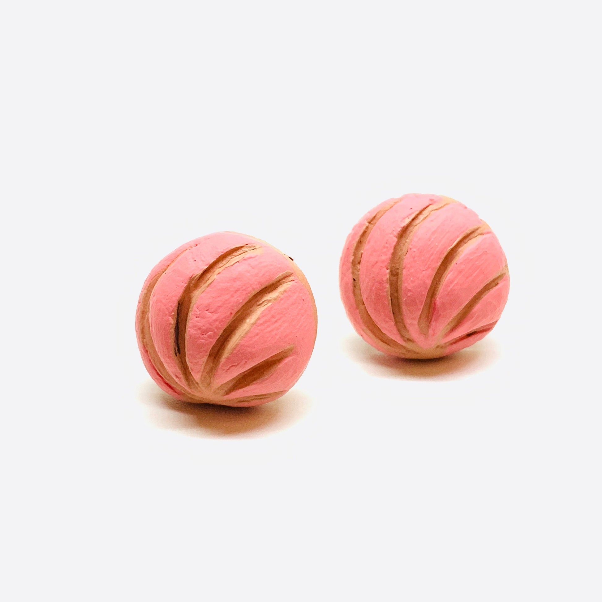Strawberry Concha Stud Clay Earrings Mexican Pink Conchitas Sweet Bread Food Jewelry Claywelry Pan Dulce Summer Fashion Girls & Women Aretes