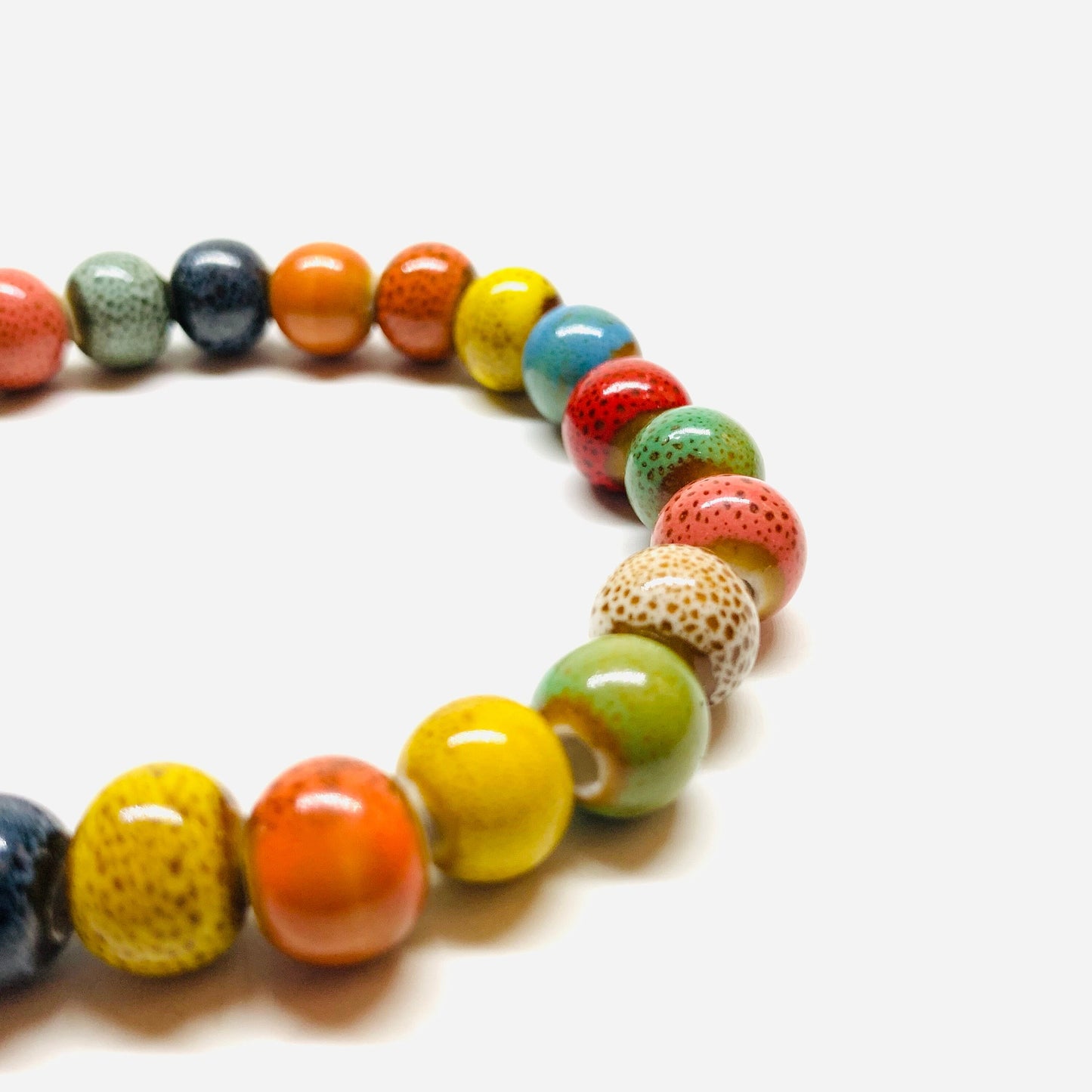 Multicolor Ceramic Beads Bracelet Rustic Clay Jewelry Unisex Casual Fashion Summer Cool Useful Gift Guy Boys Men Jewelry Brazalete Claywelry