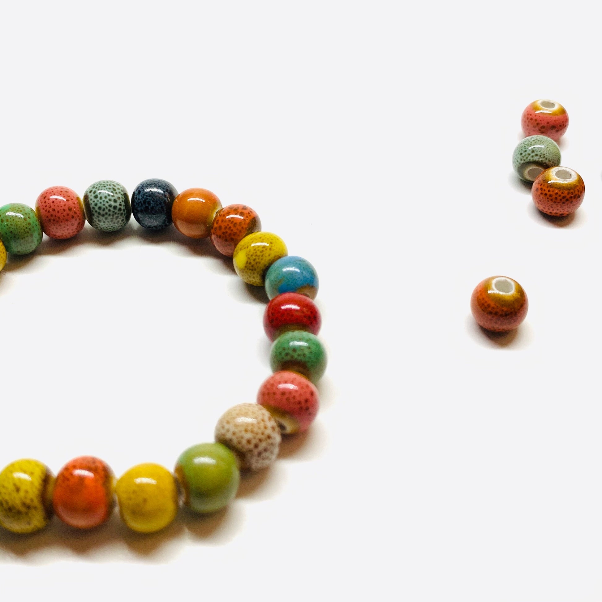 Multicolor Ceramic Beads Bracelet Rustic Clay Jewelry Unisex Casual Fashion Summer Cool Useful Gift Guy Boys Men Jewelry Brazalete Claywelry