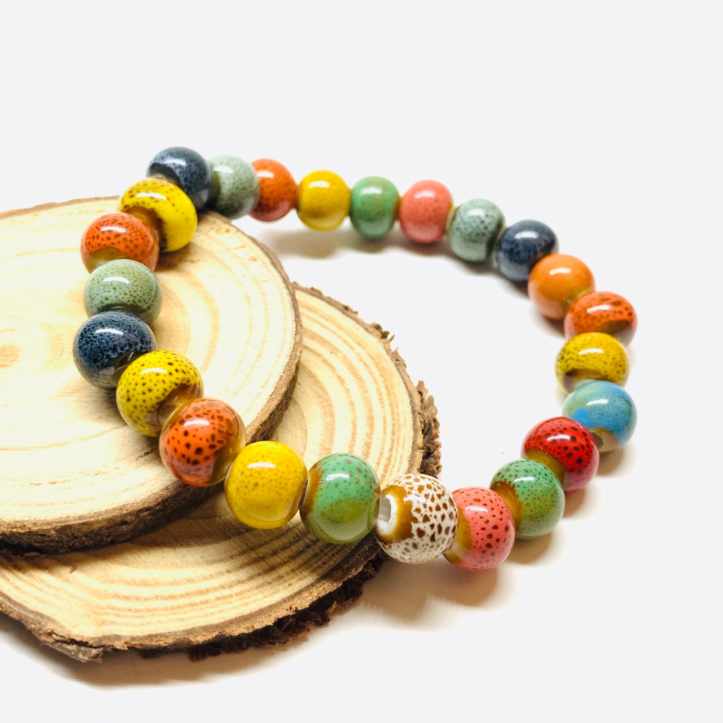 Multicolor Ceramic Beads Bracelet Rustic Clay Jewelry Unisex Casual Fashion Summer Cool Useful Gift Guy Boys Men Jewelry Brazalete Claywelry