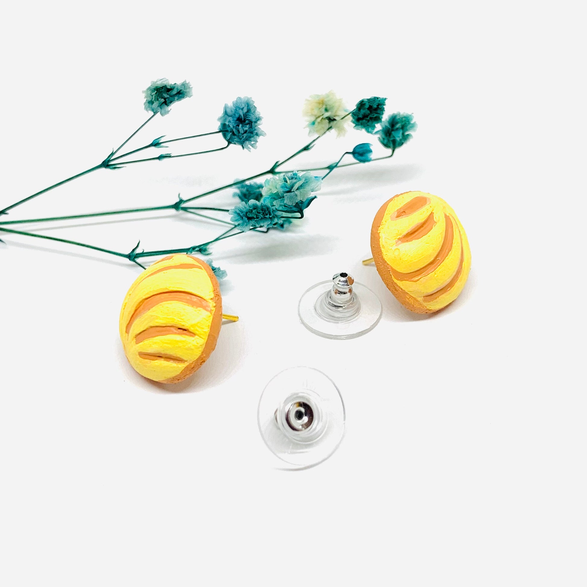 Yellow Concha Clay Earrings Mexican Food Jewelry Conchitas Minimalist Handmade HandPainted Girl Gift Summer Trendy Fashion Outdoor Aretes