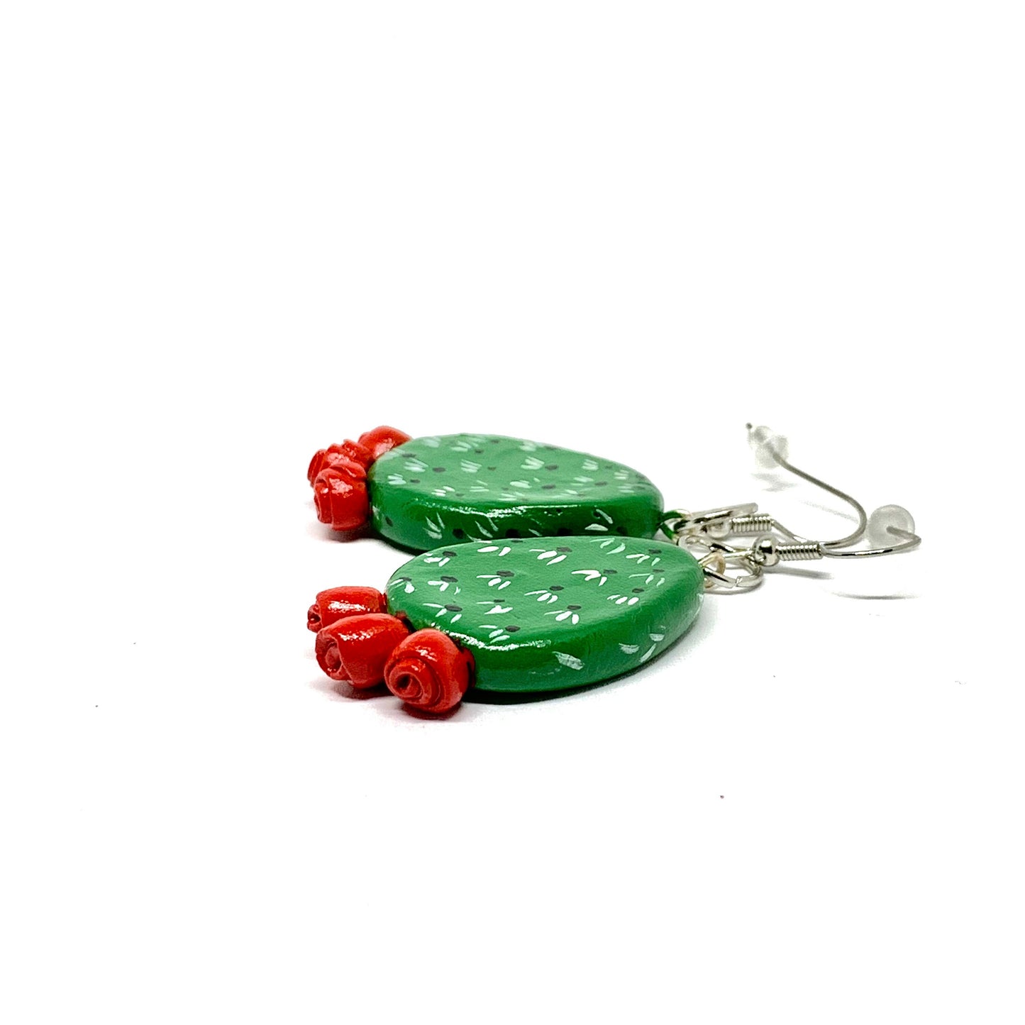 Trendy Clay Cactus Earrings Ethnic Artisan Desiged Hand Painted Mexico Art to Wear Girl Fashion Food Jewelry Mexican Nopales Aretes de Mujer