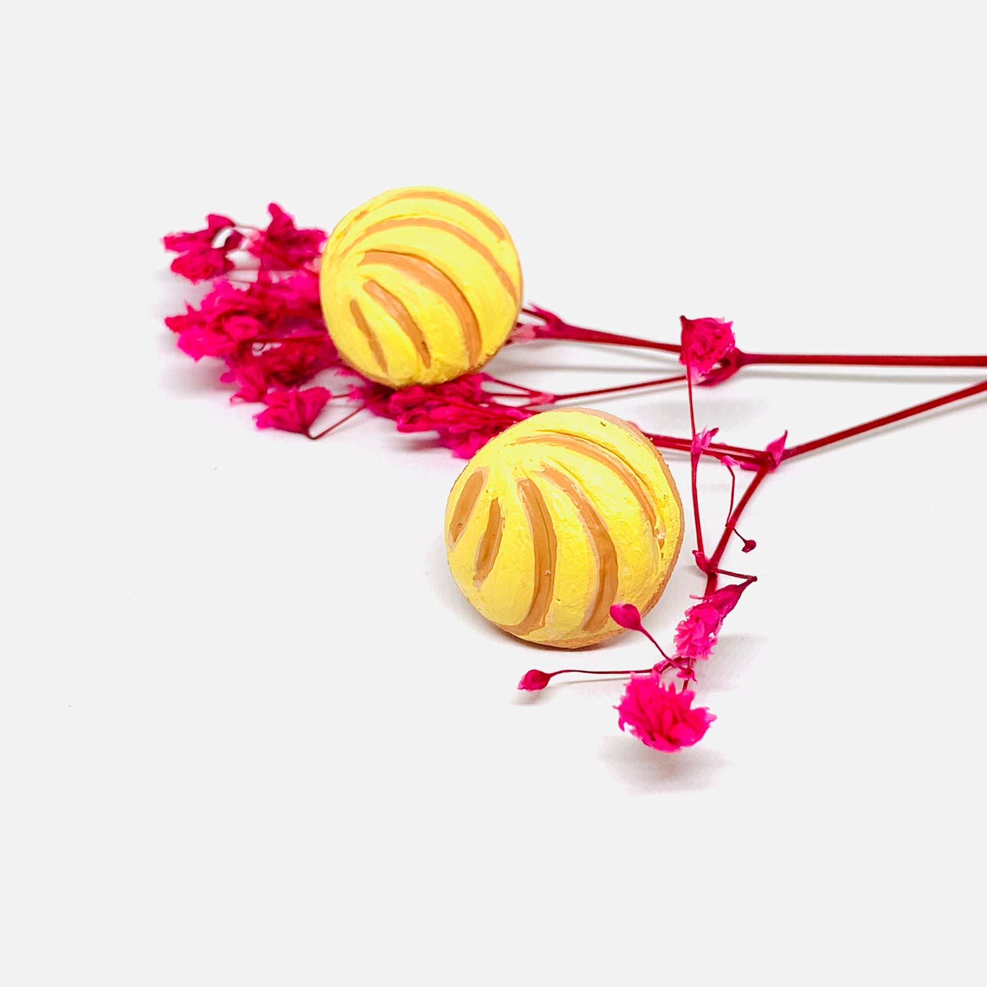 Yellow Concha Clay Earrings Mexican Food Jewelry Conchitas Minimalist Handmade HandPainted Girl Gift Summer Trendy Fashion Outdoor Aretes