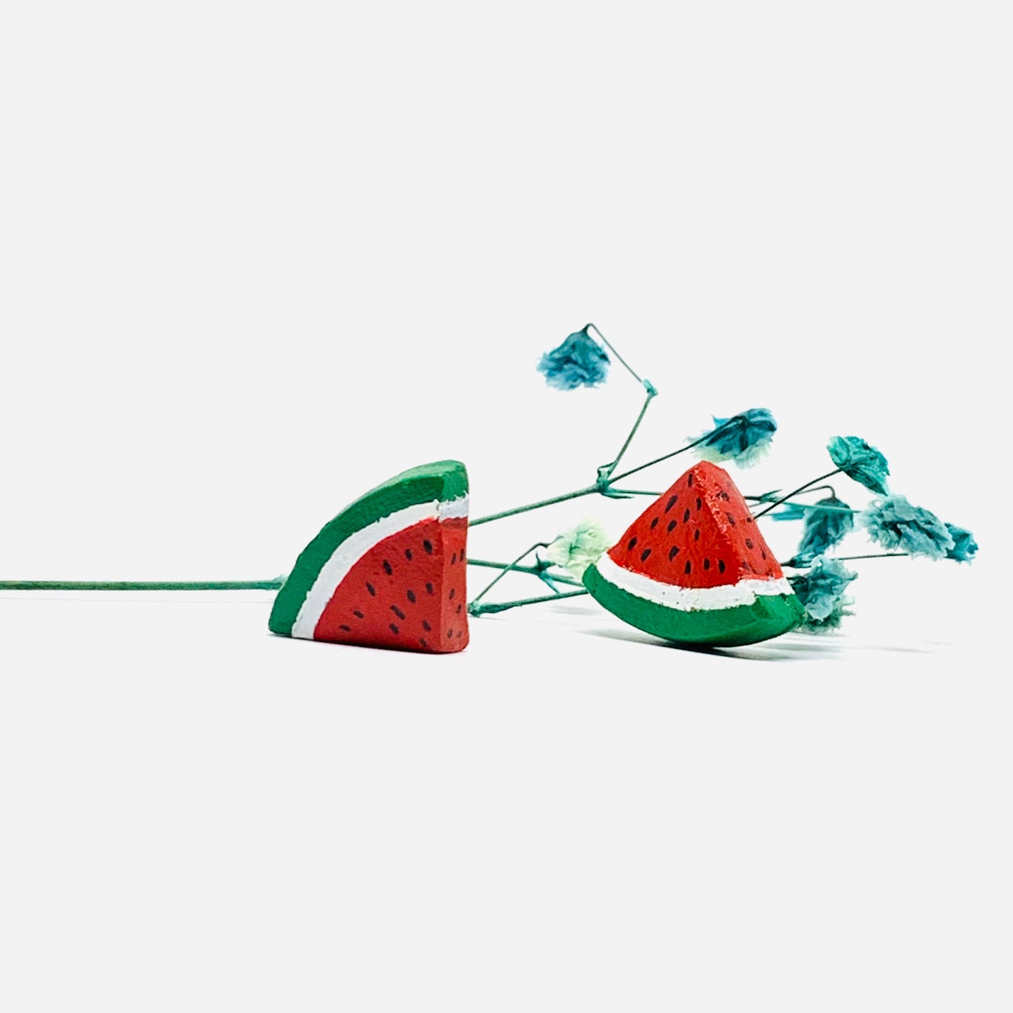 Watermelon Clay Stud Earrings Mexican Artisan Designed Handmade HandPainted Food Jewelry Mexico FolkArt WearableArt Girl Sandia Aretes Barro