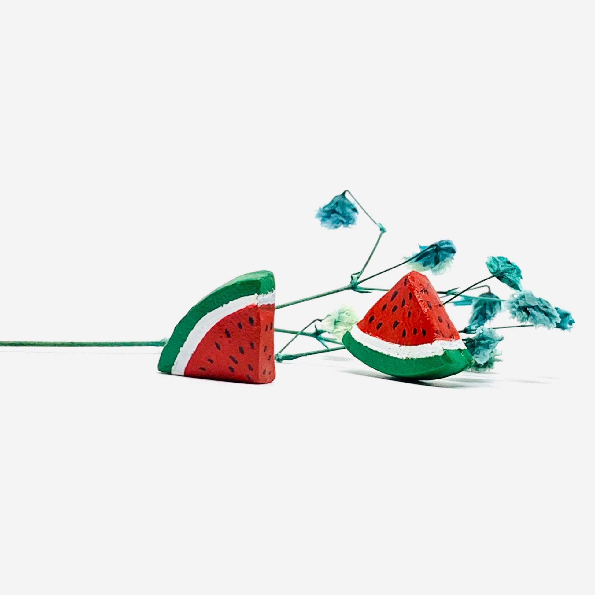 Watermelon Clay Stud Earrings Mexican Artisan Designed Handmade HandPainted Food Jewelry Mexico FolkArt WearableArt Girl Sandia Aretes Barro