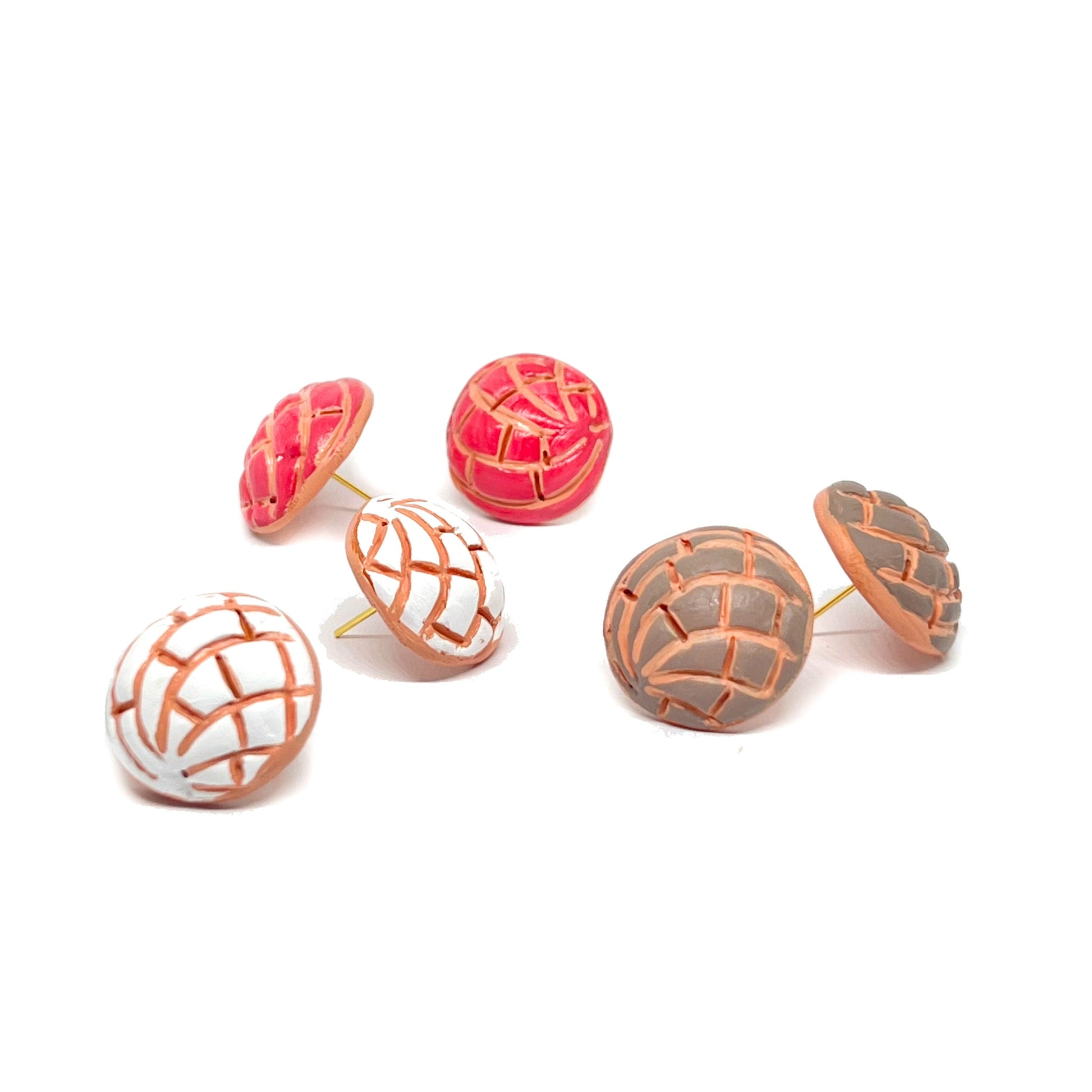 Conchita Clay Earrings Set Food Jewelry Sweet Bread Concha Mexican Earrings Vanilla Chocolate & Strawberry Women Girls Casual Fashion Gift