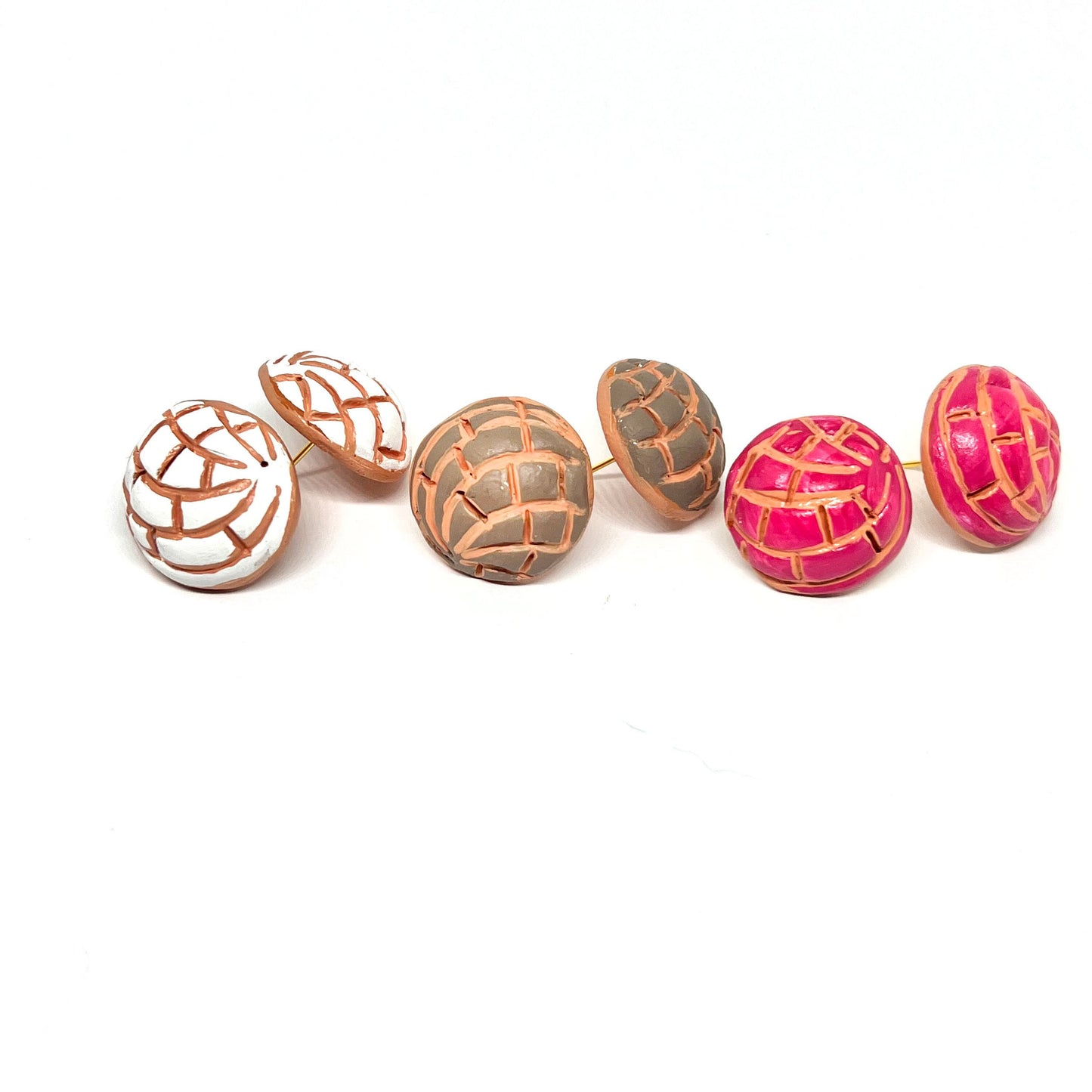 Conchita Clay Earrings Set Food Jewelry Sweet Bread Concha Mexican Earrings Vanilla Chocolate & Strawberry Women Girls Casual Fashion Gift