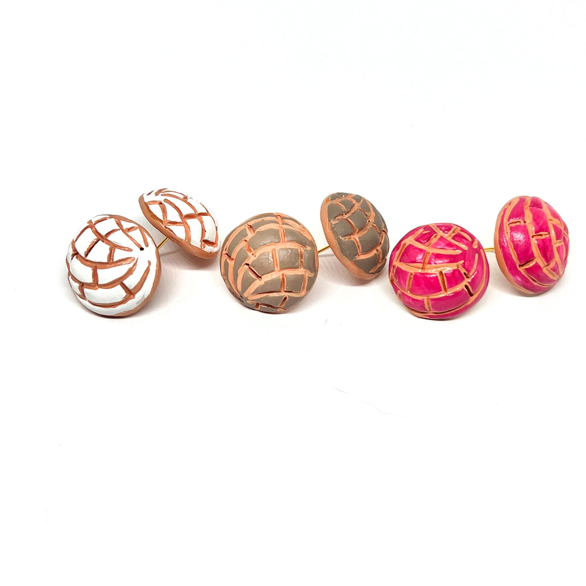 Conchita Clay Earrings Set Food Jewelry Sweet Bread Concha Mexican Earrings Vanilla Chocolate & Strawberry Women Girls Casual Fashion Gift