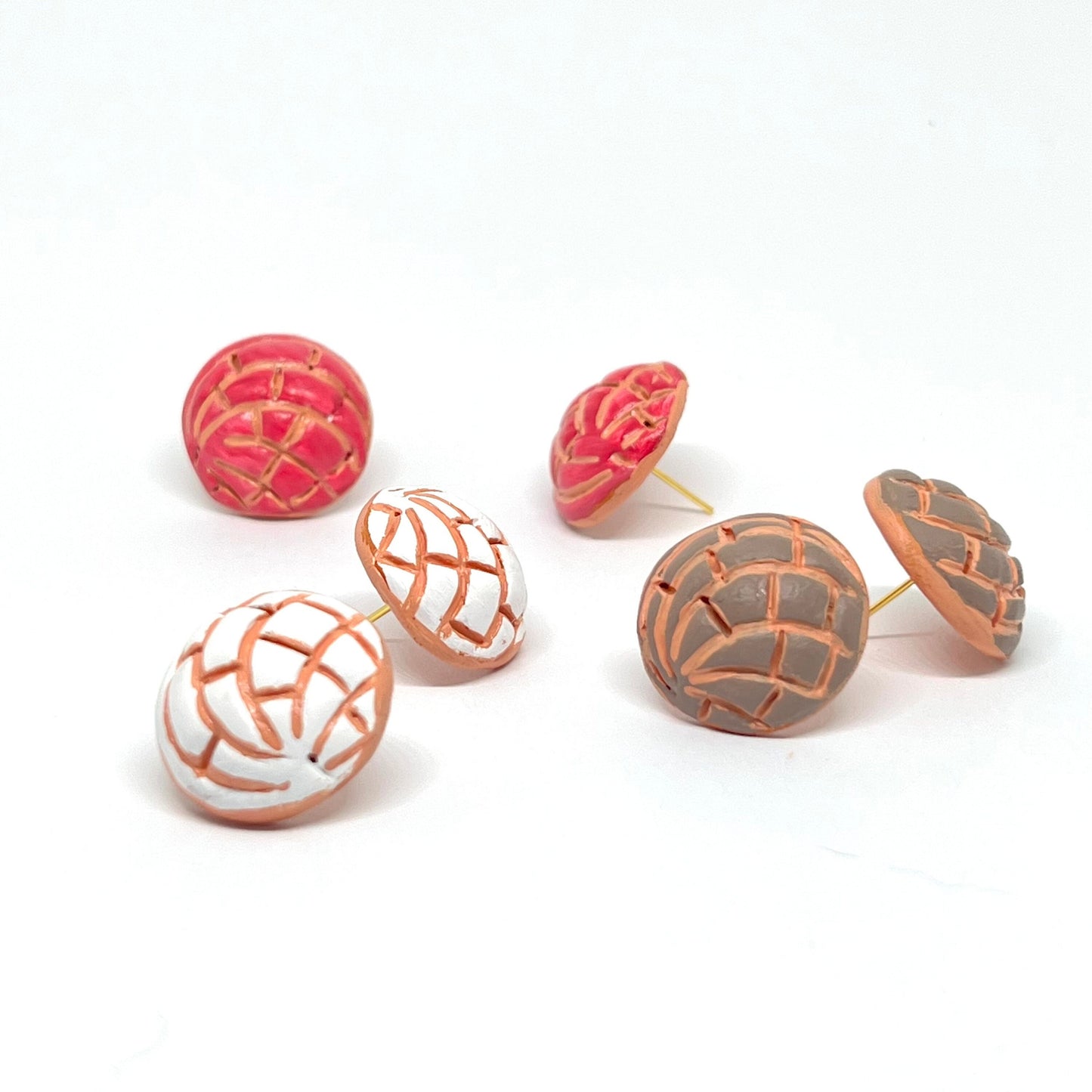 Conchita Clay Earrings Set Food Jewelry Sweet Bread Concha Mexican Earrings Vanilla Chocolate & Strawberry Women Girls Casual Fashion Gift