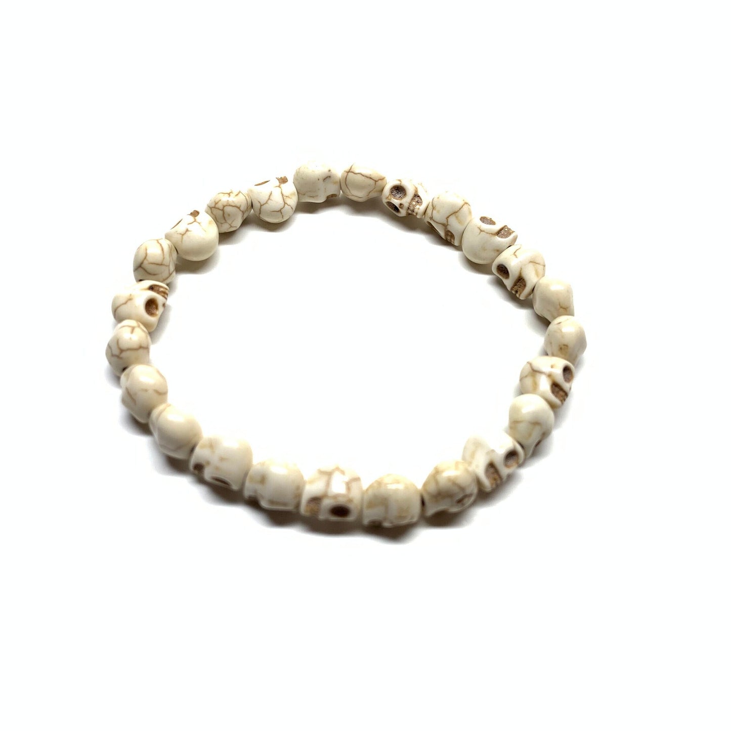 Skull Bracelet Skull Beads Wristband Men Skull Jewelry Unisex Skeleton Calaveras Pulsera Men's Jewelry Beige Casual Fashion Day of the Dead