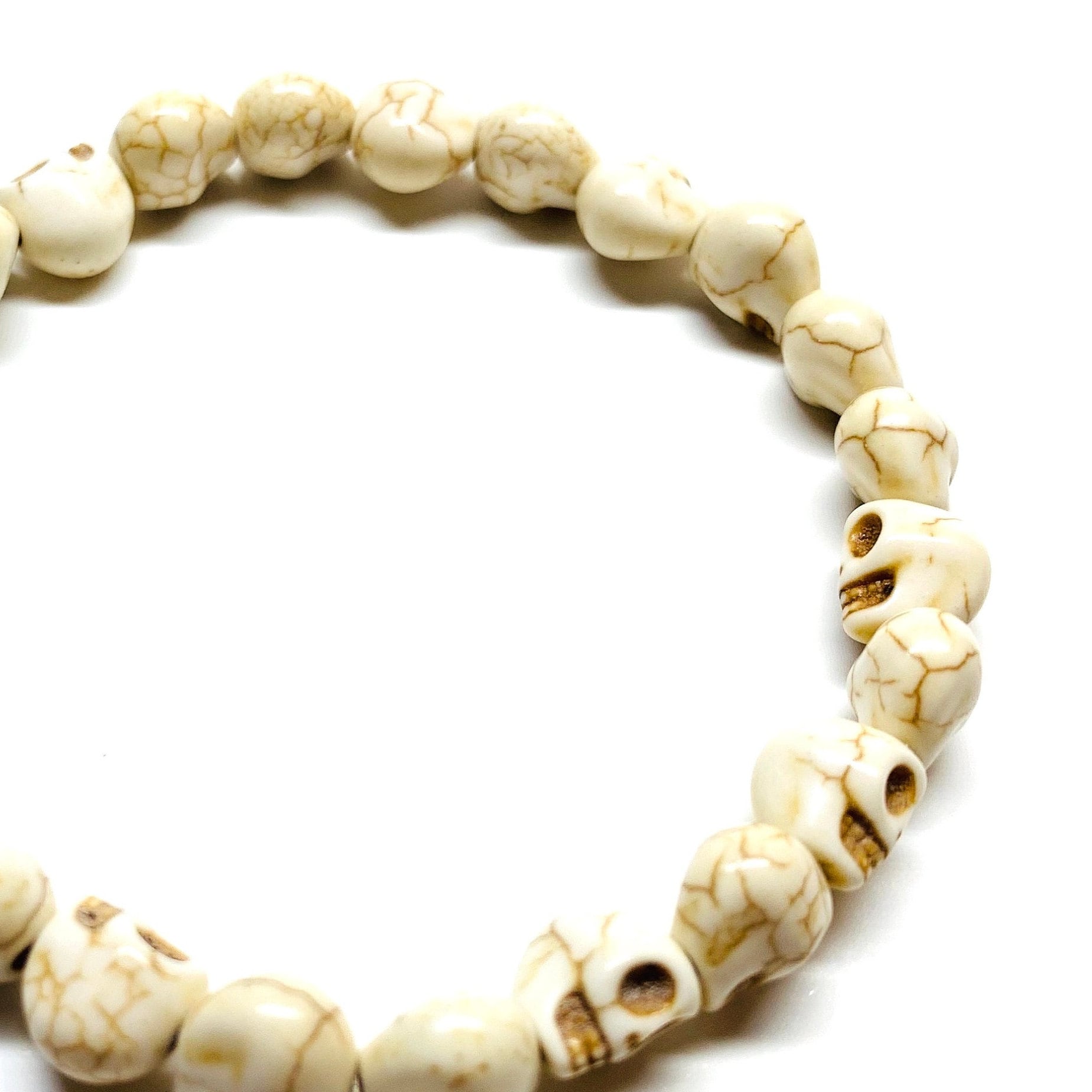 Skull Bracelet Skull Beads Wristband Men Skull Jewelry Unisex Skeleton Calaveras Pulsera Men's Jewelry Beige Casual Fashion Day of the Dead