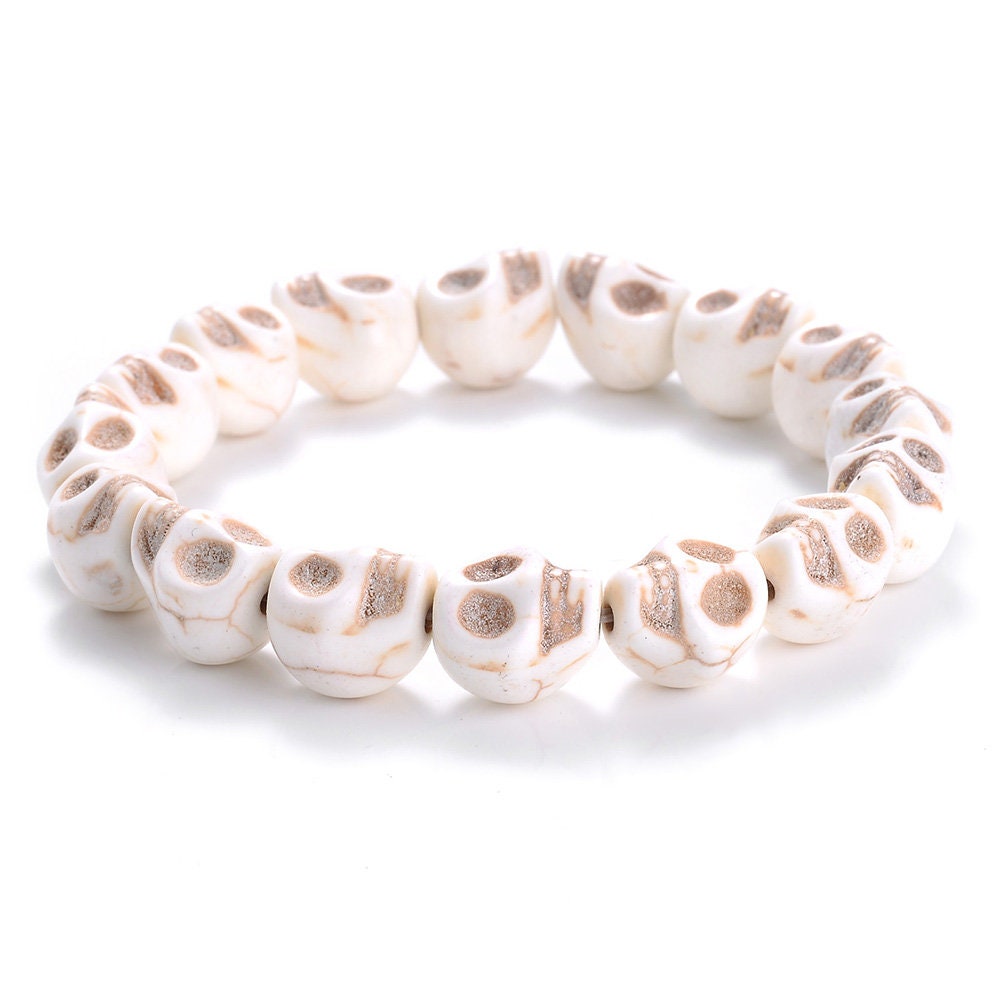Skull Bracelet, Skull Beads Bracelet, Men Skull Bracelet, Unisex Skull Wristband Bracelet, Calaveras Pulsera, Men's Jewelry, Skull Jewelry