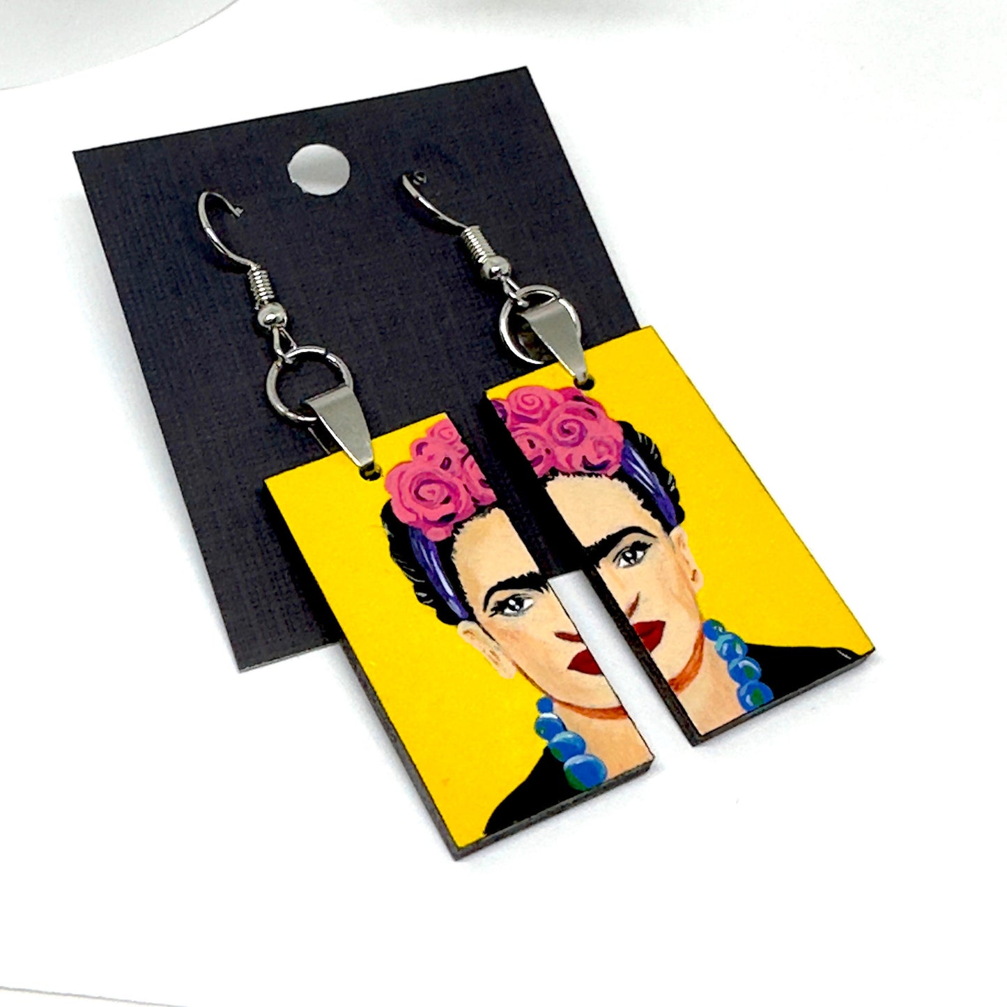Glamorous Frida Earrings Girls Fashion Artwear Mexico Jewelry Hand Painted Wooden Drop Dangle Earrings Mexican Artist Portrait Aretes Mujer