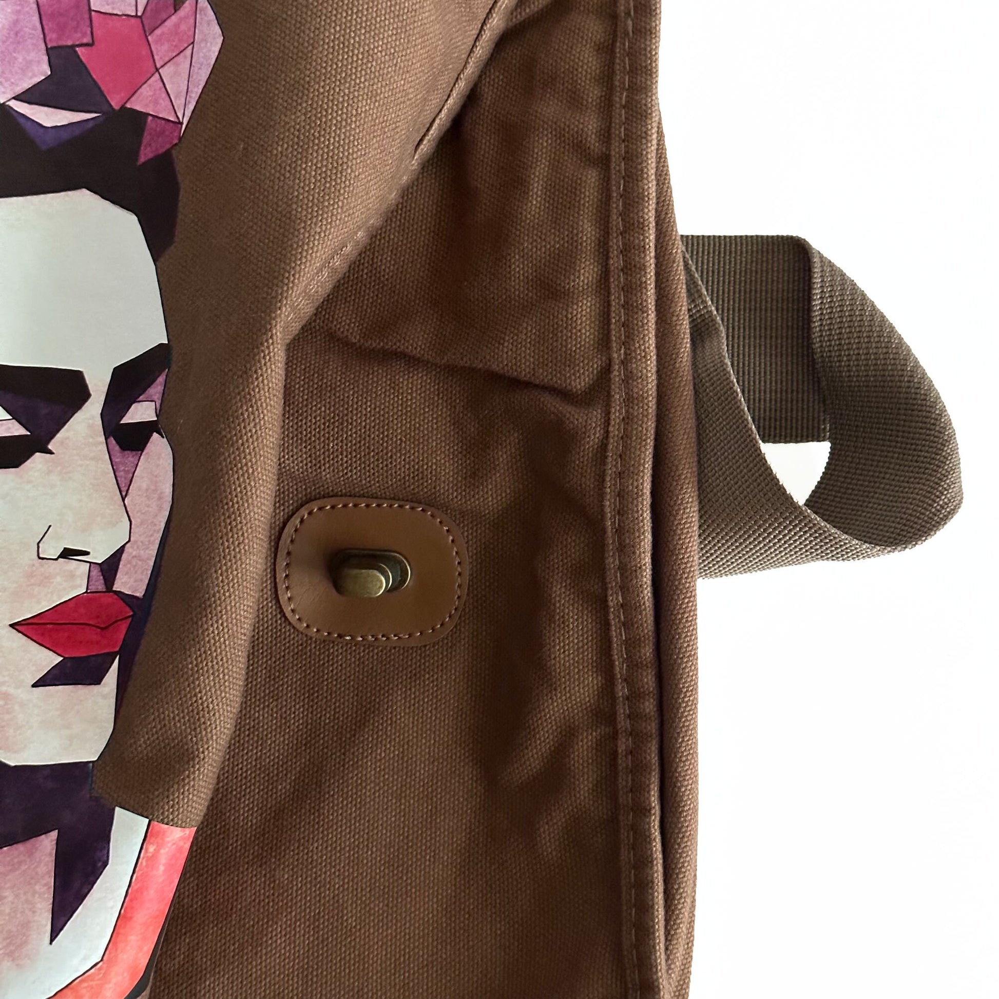 Frida Inspired Bag Crossbody Shoulder Messenger Bag Brown Java Earthtones Soft Canvas Urban Fashion Girls Gift Fridalovers