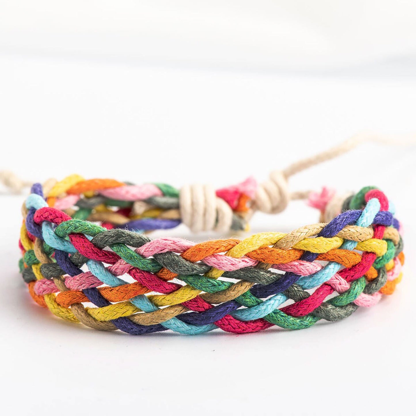 Colorful Braided Wristband Bracelet Adjustable Woven Cotton Rope Young Girls Gift Spring Summer Fashion Casual Outfit Mexico Colors Pulsera
