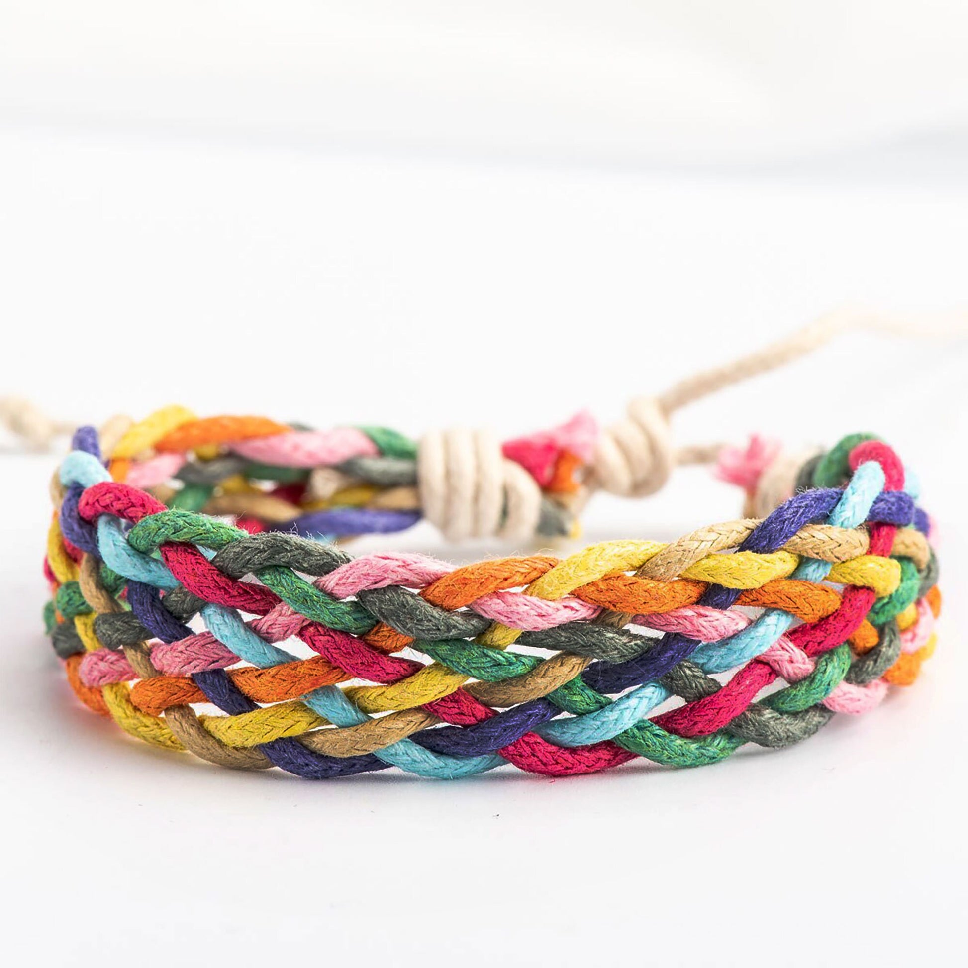 Colorful Braided Wristband Bracelet Adjustable Woven Cotton Rope Young Girls Gift Spring Summer Fashion Casual Outfit Mexico Colors Pulsera