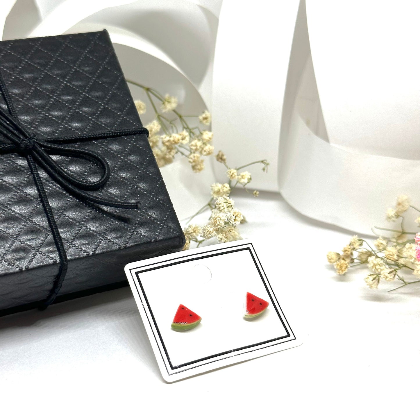 Cute Tiny Watermelon Stud Earrings Ceramic Jewelry Clay Summer Fashion for Girls Casual Urban Outfit Minimalist Style Aretes Ceramica Sandia