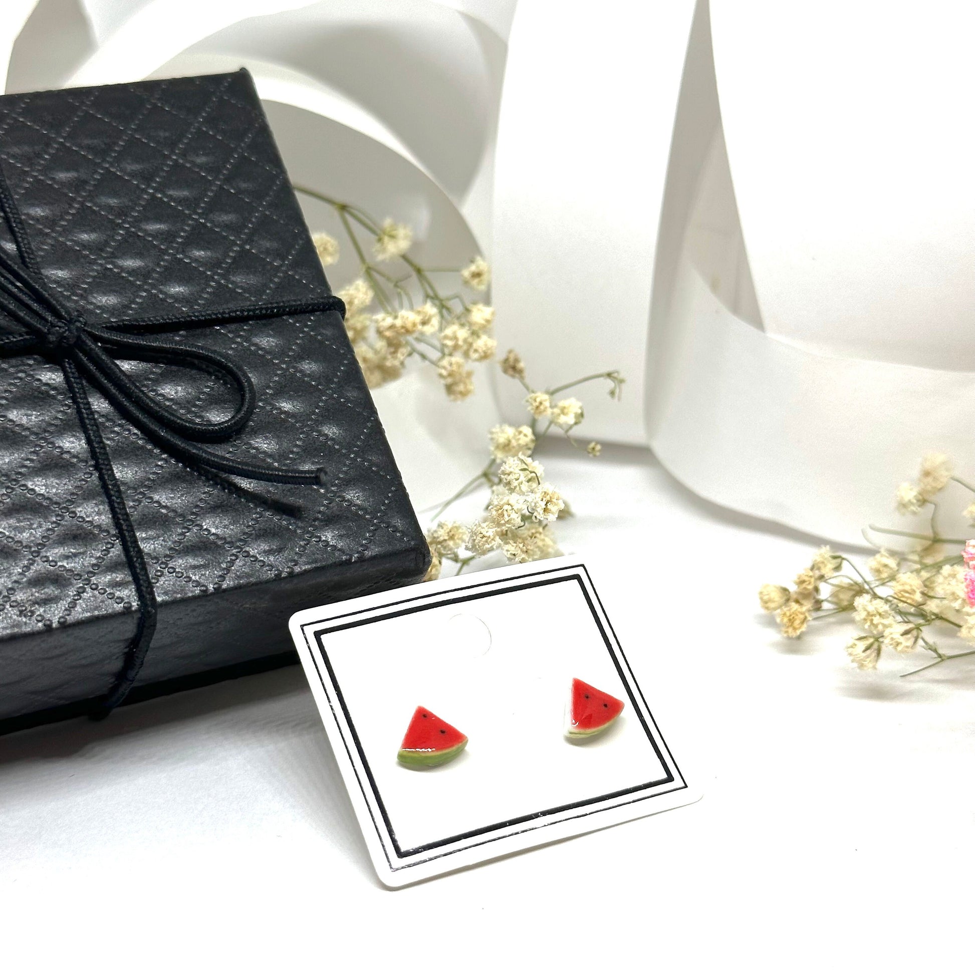 Cute Tiny Watermelon Stud Earrings Ceramic Jewelry Clay Summer Fashion for Girls Casual Urban Outfit Minimalist Style Aretes Ceramica Sandia