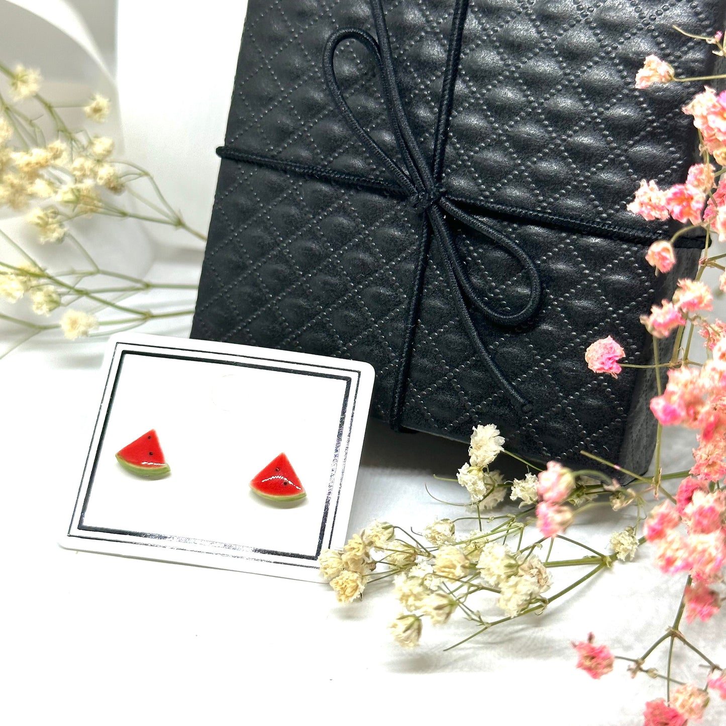 Cute Tiny Watermelon Stud Earrings Ceramic Jewelry Clay Summer Fashion for Girls Casual Urban Outfit Minimalist Style Aretes Ceramica Sandia