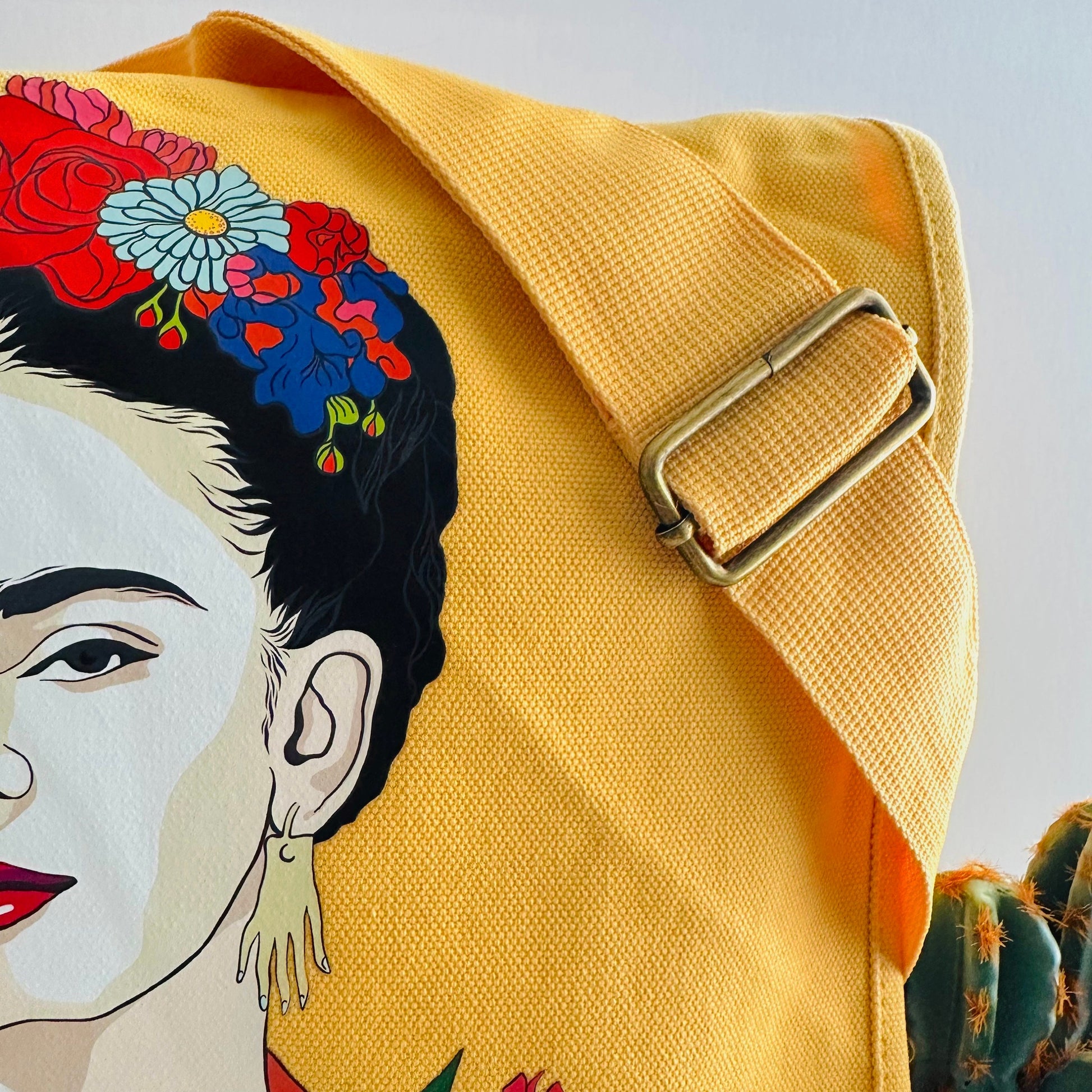Vibrant Frida Inspired Bag Yellow Dandy Lion Color Cross-body Shoulder Canvas Bag for Girls and Women Fridalovers Fashion Mother's Day Gift
