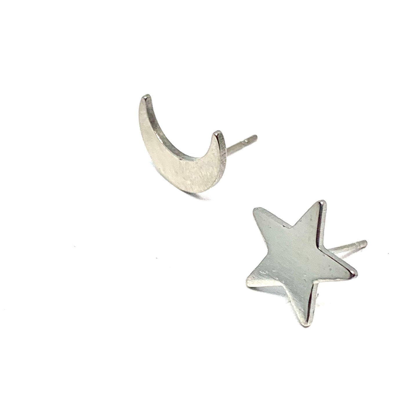 Moon and Star Silver Tone Frida Inspired Stud Earrings