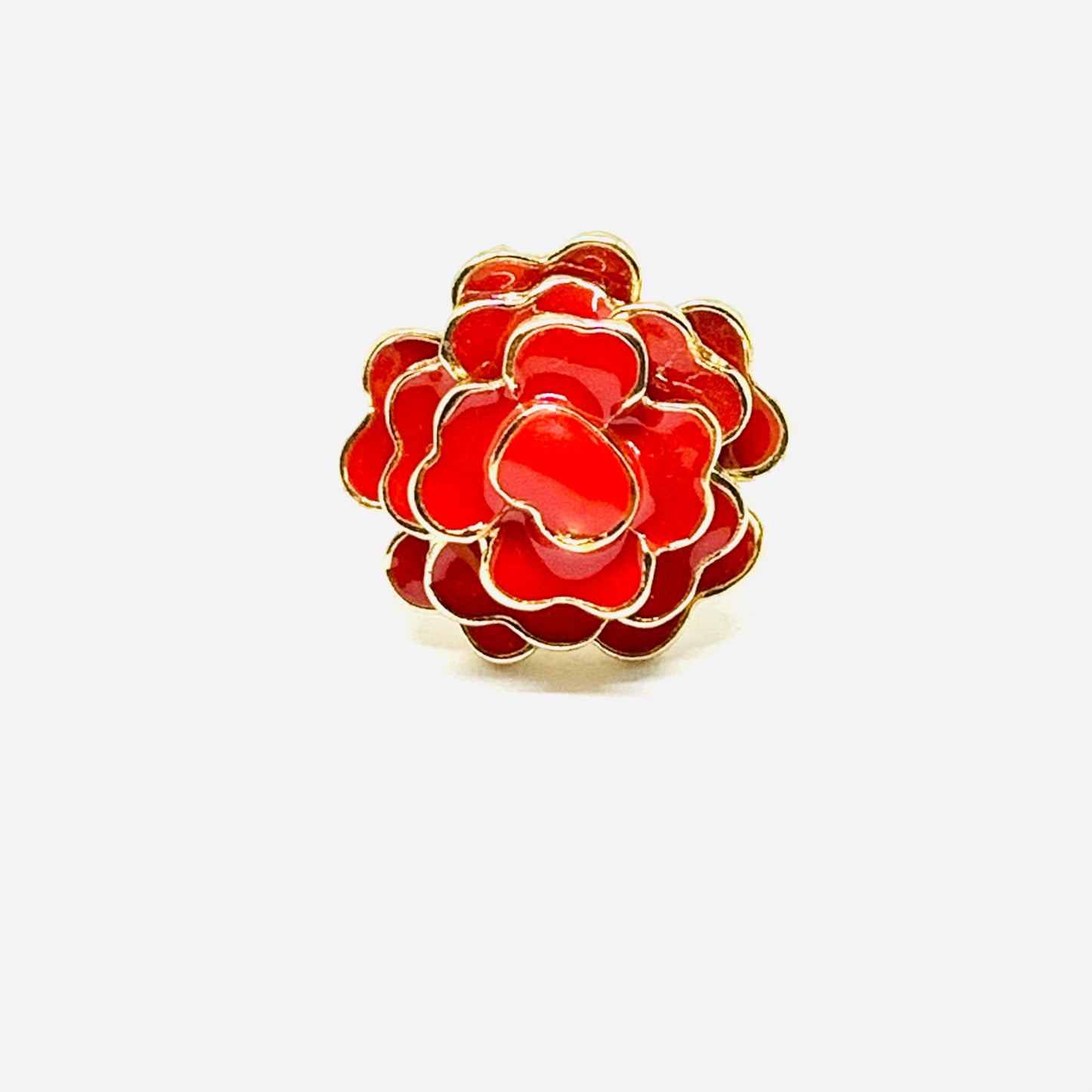 Stud red rose enamel mexican earrings jewelry with golden edges. Frida Kahlo inspired accessories.