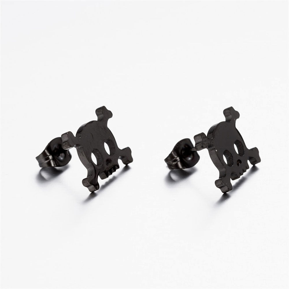 Black skull earrings. Mini stud silver pendants by fridamaniacs jewelry and accessories