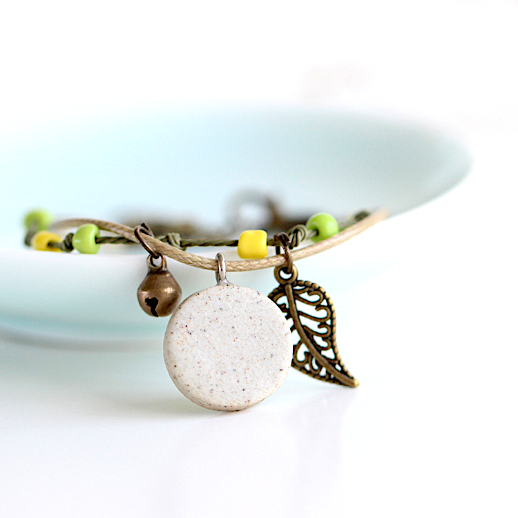 Sunflower Clay Bracelet: Hand painted and handmade ceramic sunflower wristband bracelet for women and girls inspired by Frida Kahlo and Mexican Folk Art Jewelry