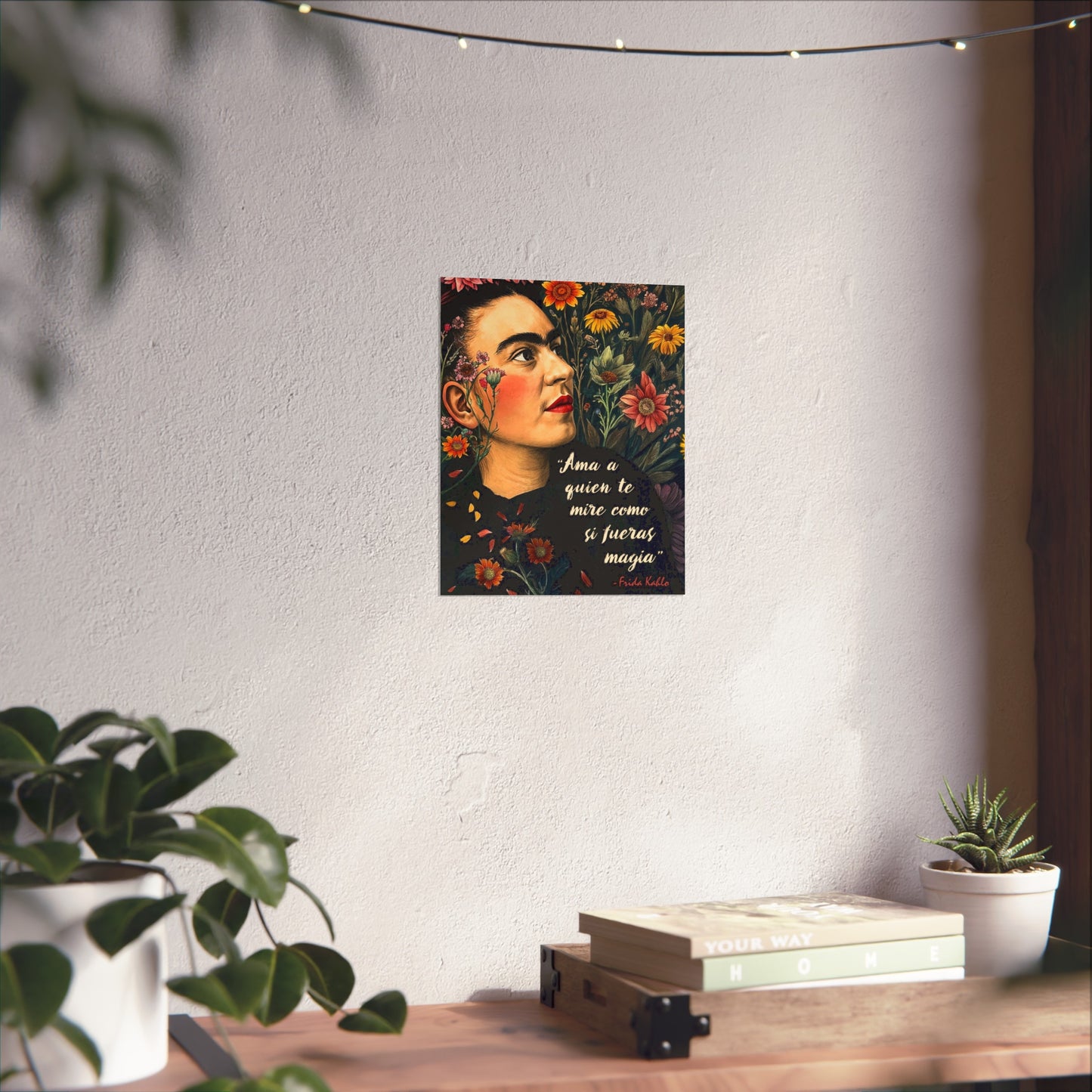 Frida Kahlo Inspired Empowering Boho Floral Wall Art Print