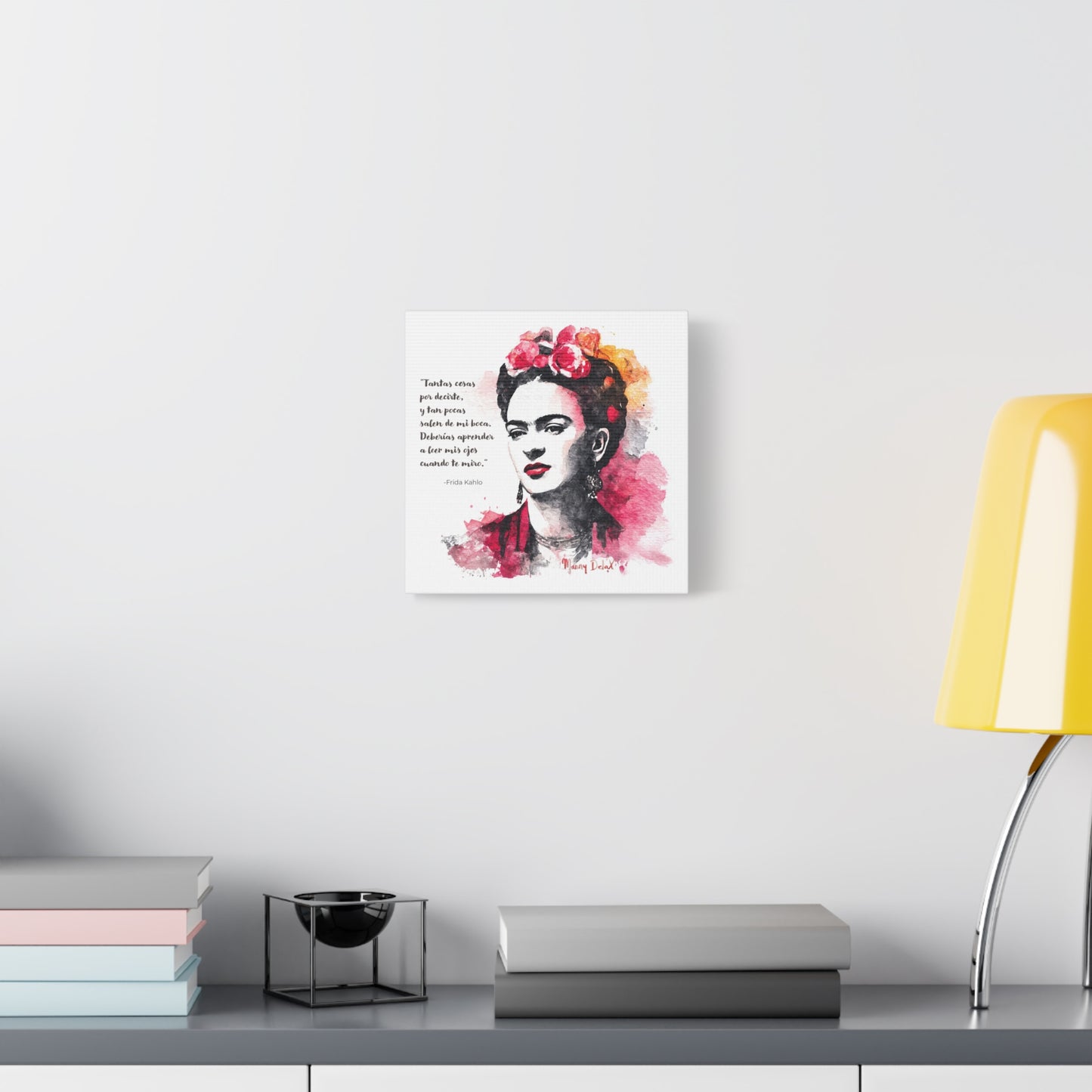 Frida Kahlo Canvas Print Watercolor Portrait with Quote