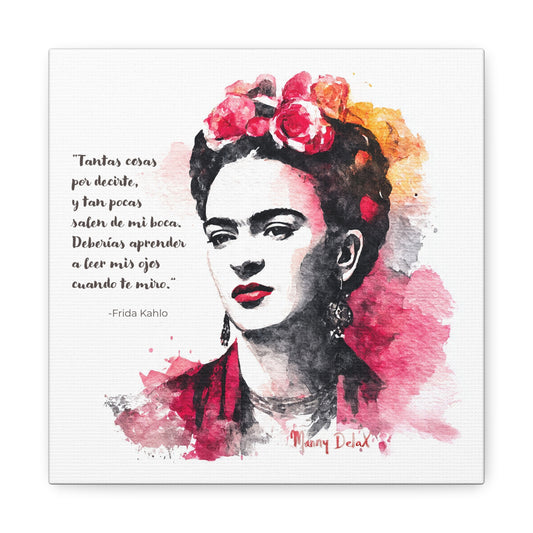 Frida Kahlo Canvas Print Watercolor Portrait with Quote