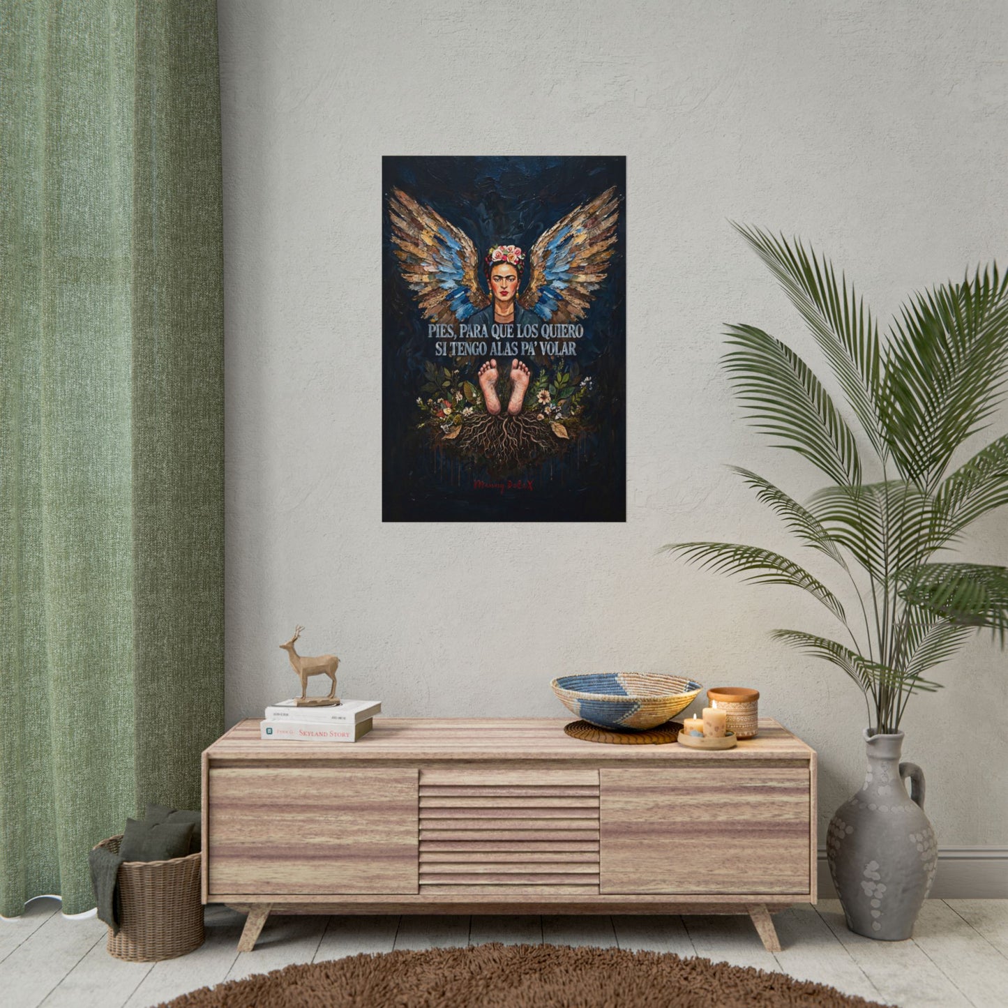 Frida Kahlo Wings Poster – "Pies, para que los quiero si tengo alas pa' volar" Rolled Art Print