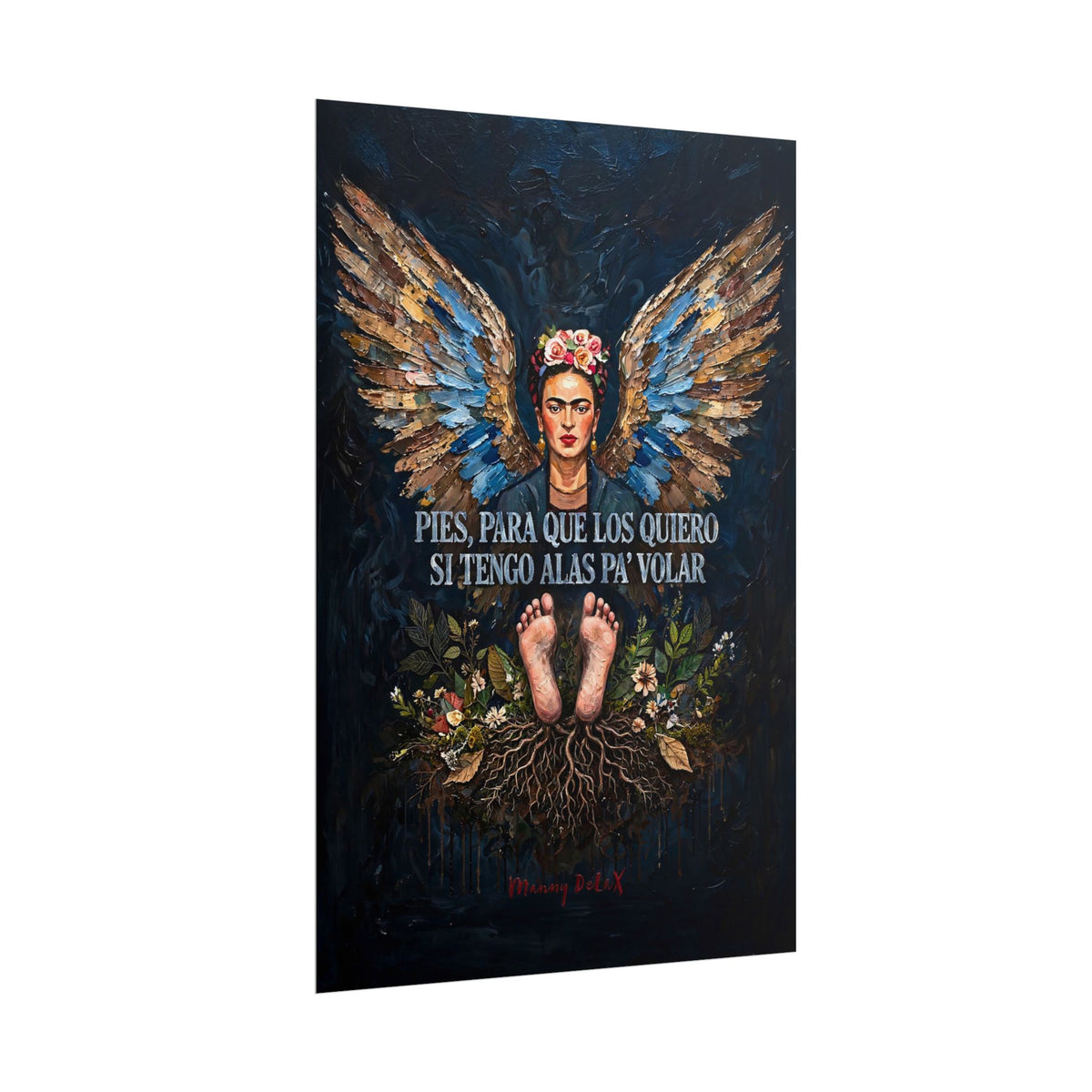 Frida Kahlo Wings Poster – "Pies, para que los quiero si tengo alas pa' volar" Rolled Art Print