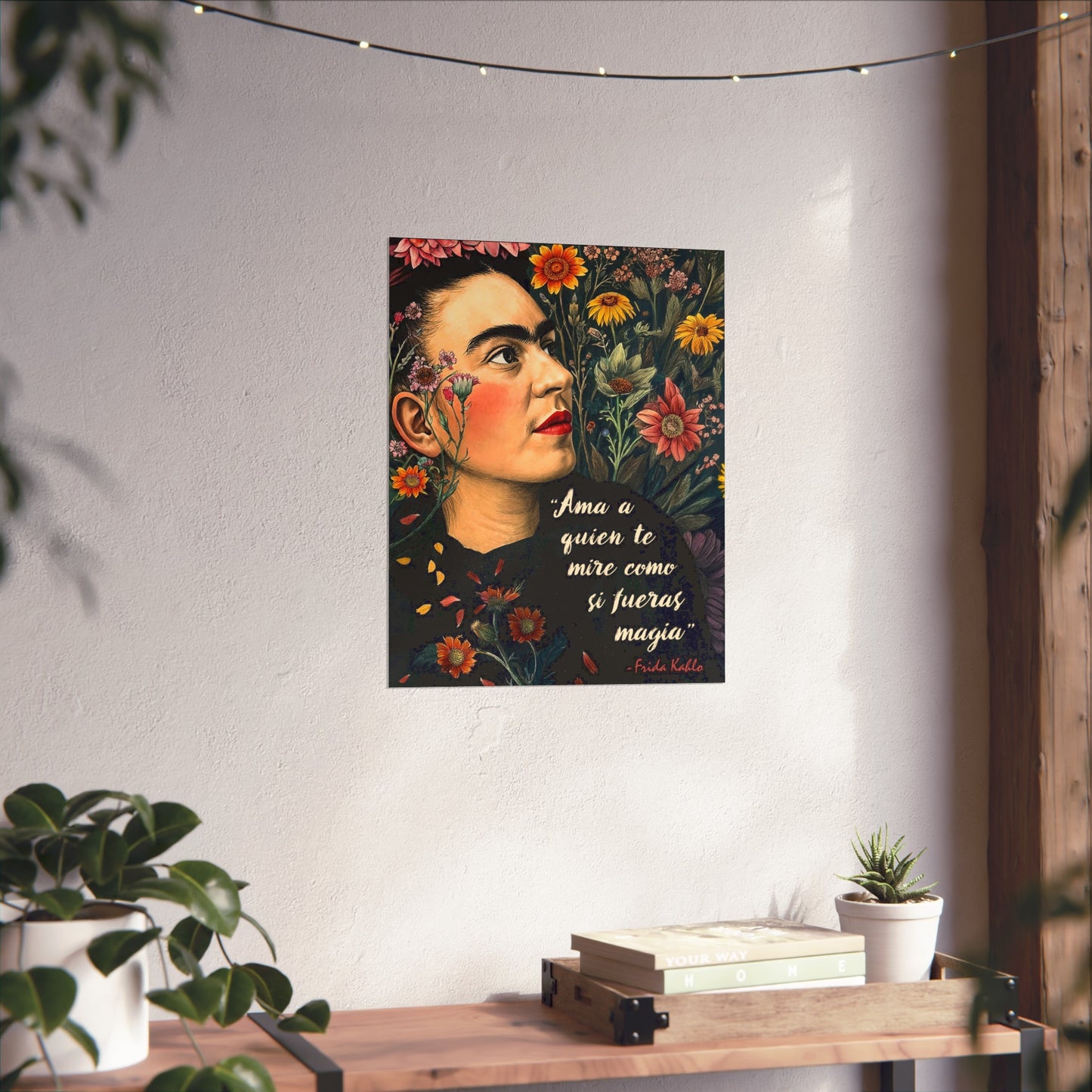 Frida Kahlo Inspired Empowering Boho Floral Wall Art Print