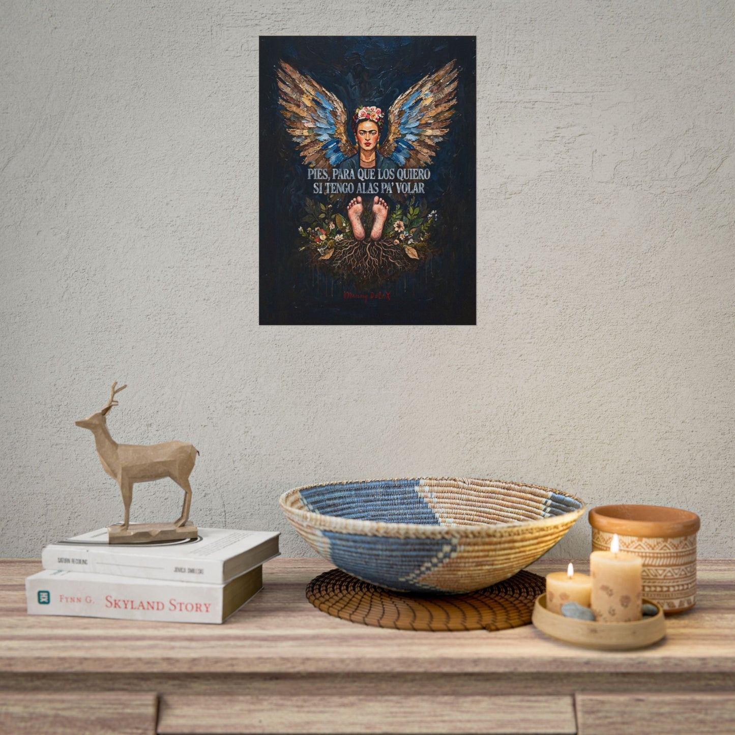 Frida Kahlo Wings Poster – "Pies, para que los quiero si tengo alas pa' volar" Rolled Art Print