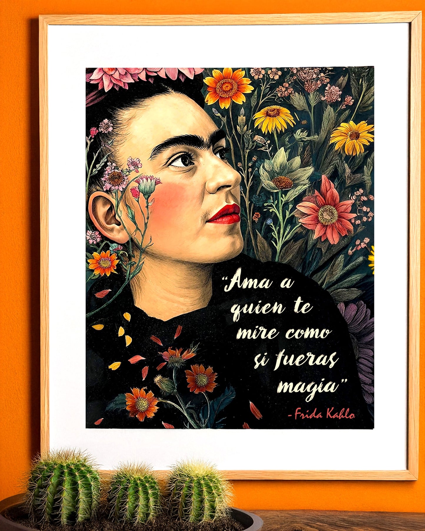 Frida Kahlo Inspired Empowering Boho Floral Wall Art Print