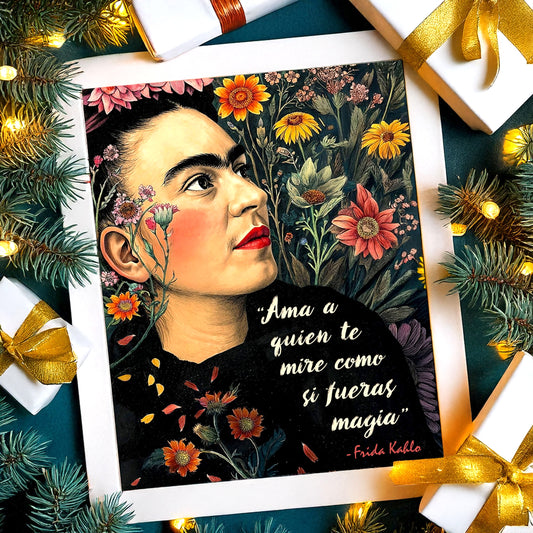 Frida Kahlo Inspired Empowering Boho Floral Wall Art Print