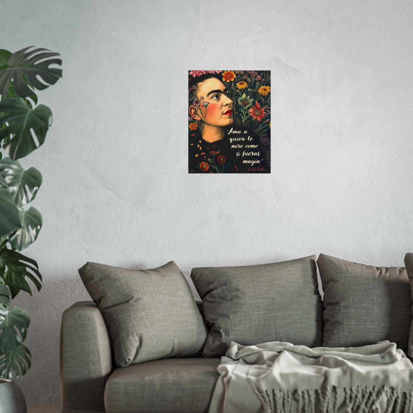 Frida Kahlo Inspired Empowering Boho Floral Wall Art Print