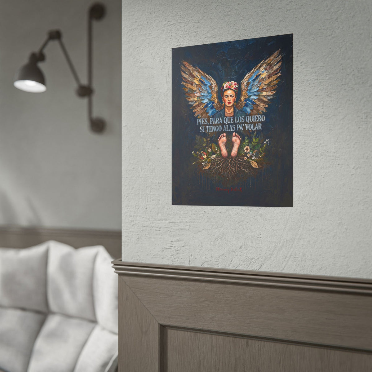 Frida Kahlo Wings Poster – "Pies, para que los quiero si tengo alas pa' volar" Rolled Art Print