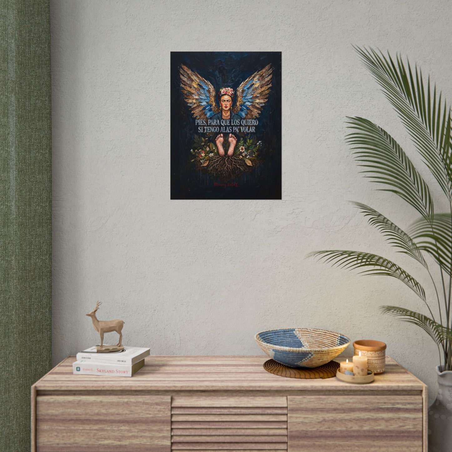 Frida Kahlo Wings Poster – "Pies, para que los quiero si tengo alas pa' volar" Rolled Art Print
