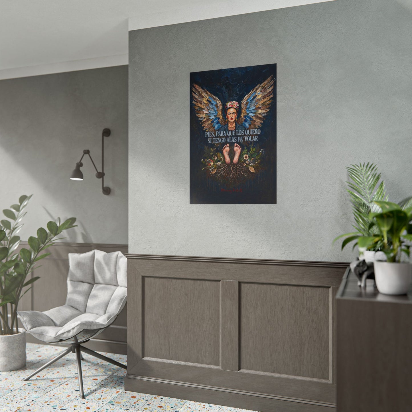 Frida Kahlo Wings Poster – "Pies, para que los quiero si tengo alas pa' volar" Rolled Art Print
